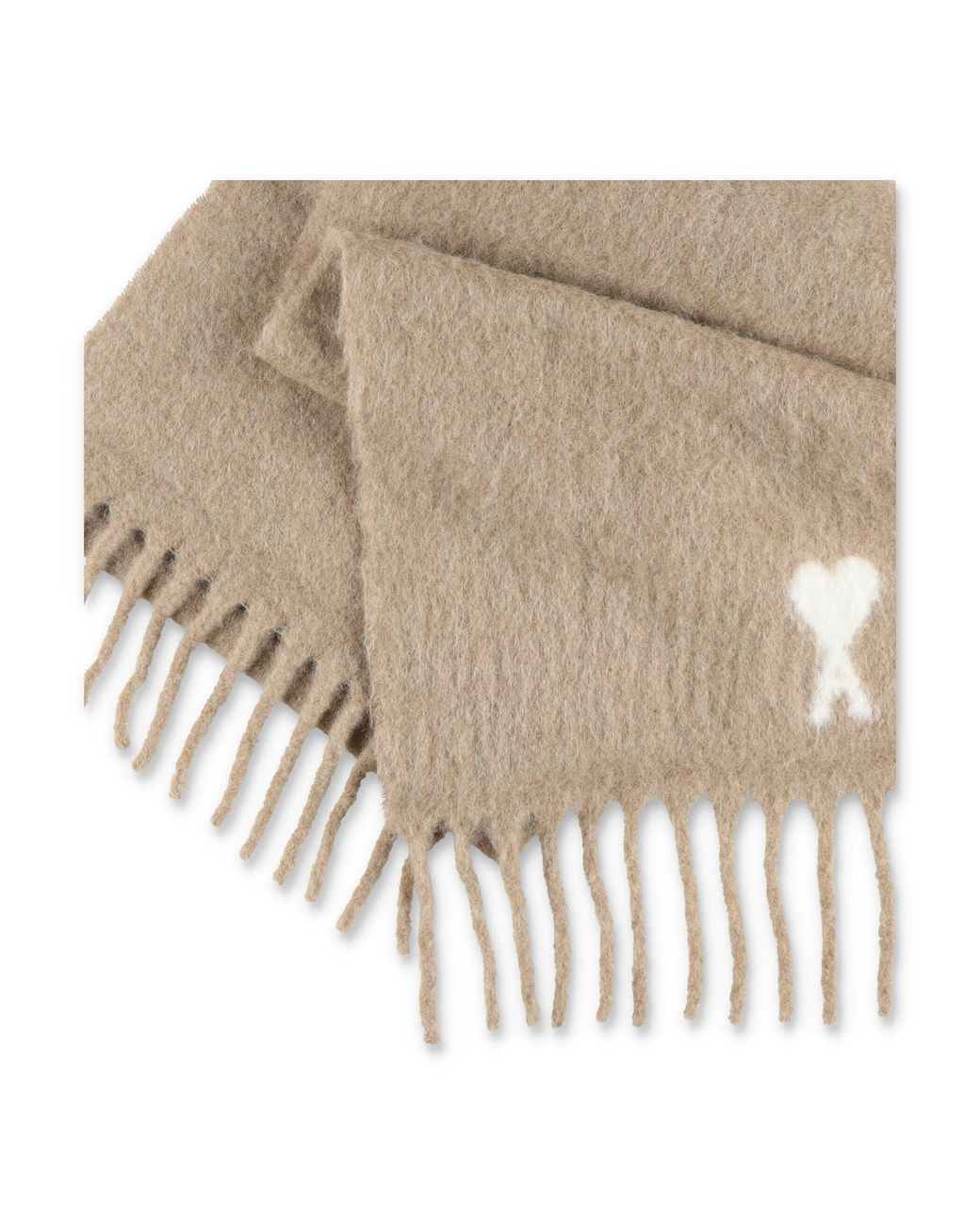 AMI Natural Of Caur Mini Rectangular Scarf With Fringed Edges