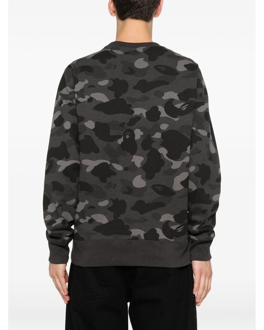 A Bathing Ape Black Color Camo College Crewneck Sweatshirt M