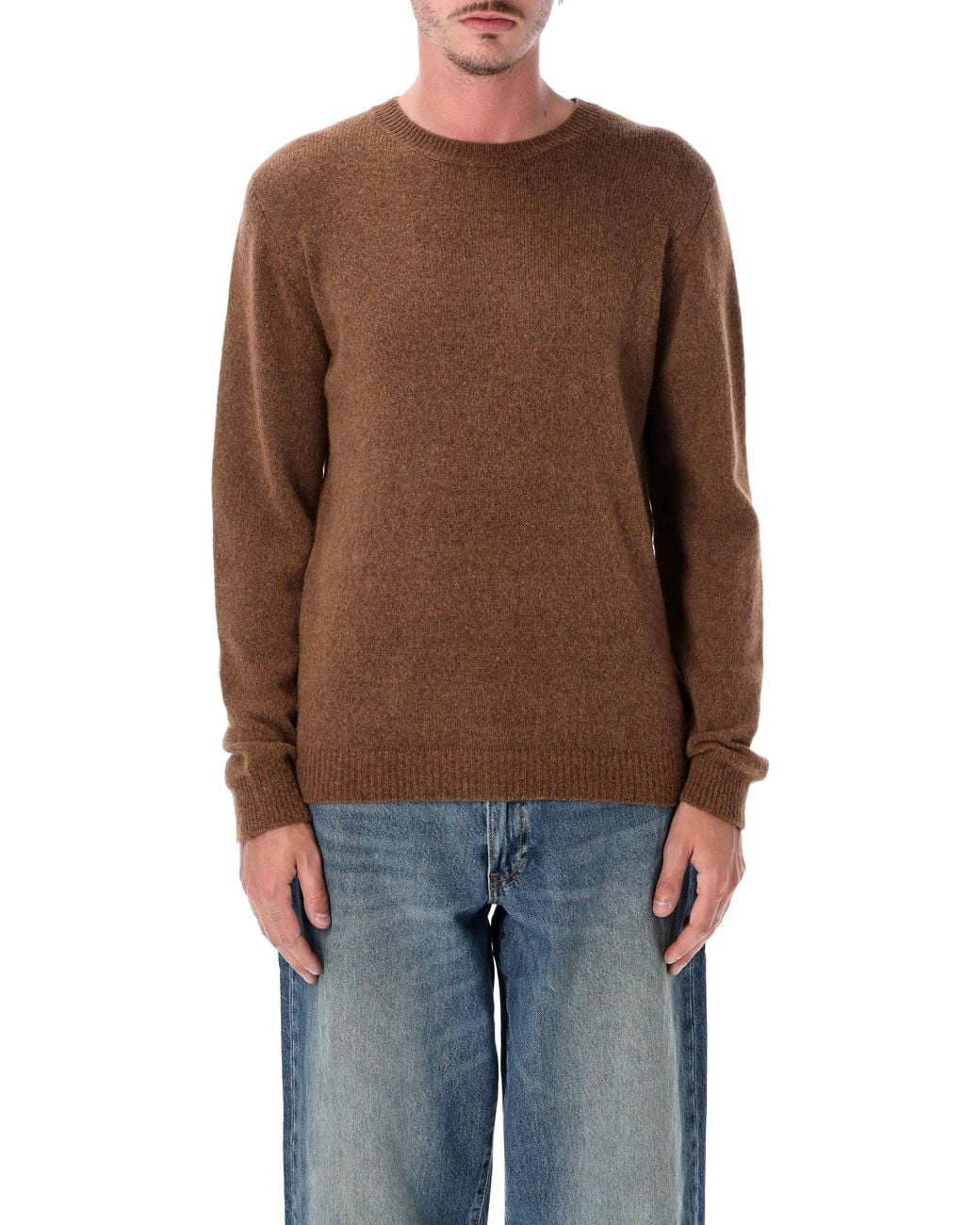 Roberto Collina Brown Fw26 Textured Crewneck Sweater for men