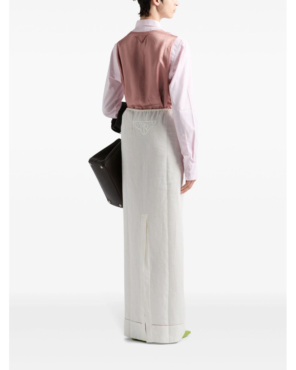Prada White Logo-Embroidered Skirt