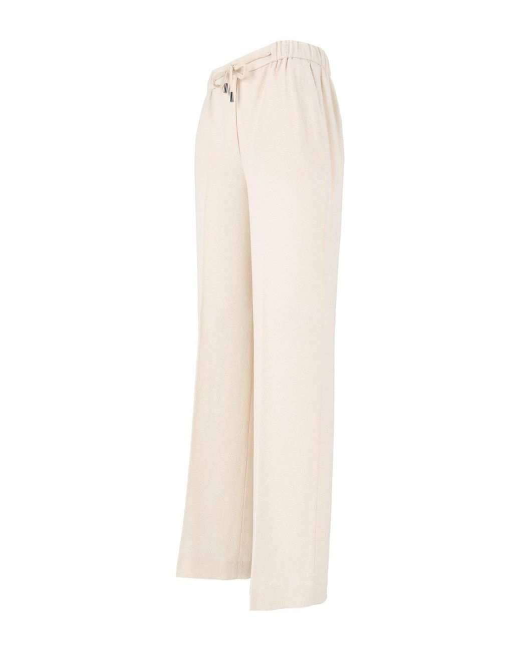 Peserico White Relaxed High Elastic Waist Wide-Leg Pants