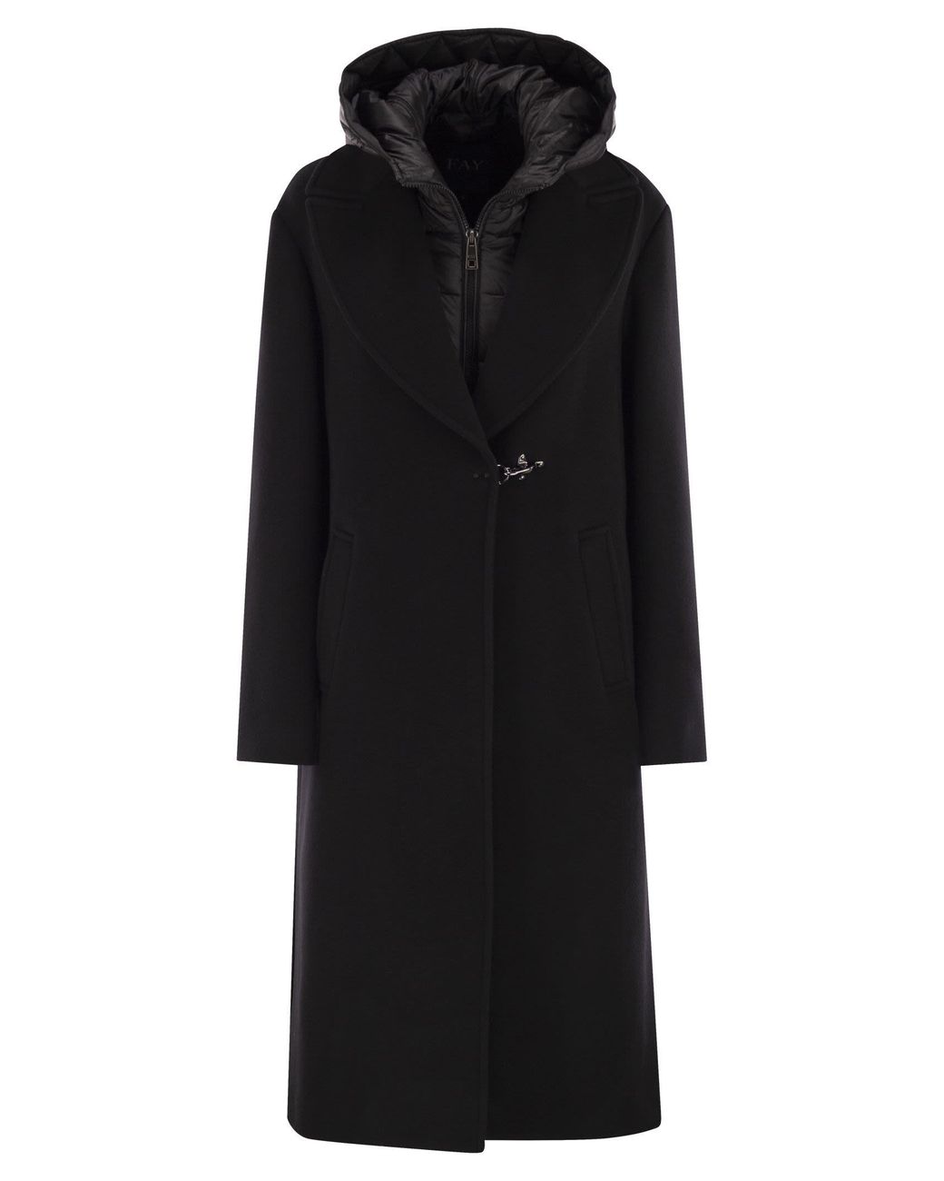 Fay Black Double Front Coat