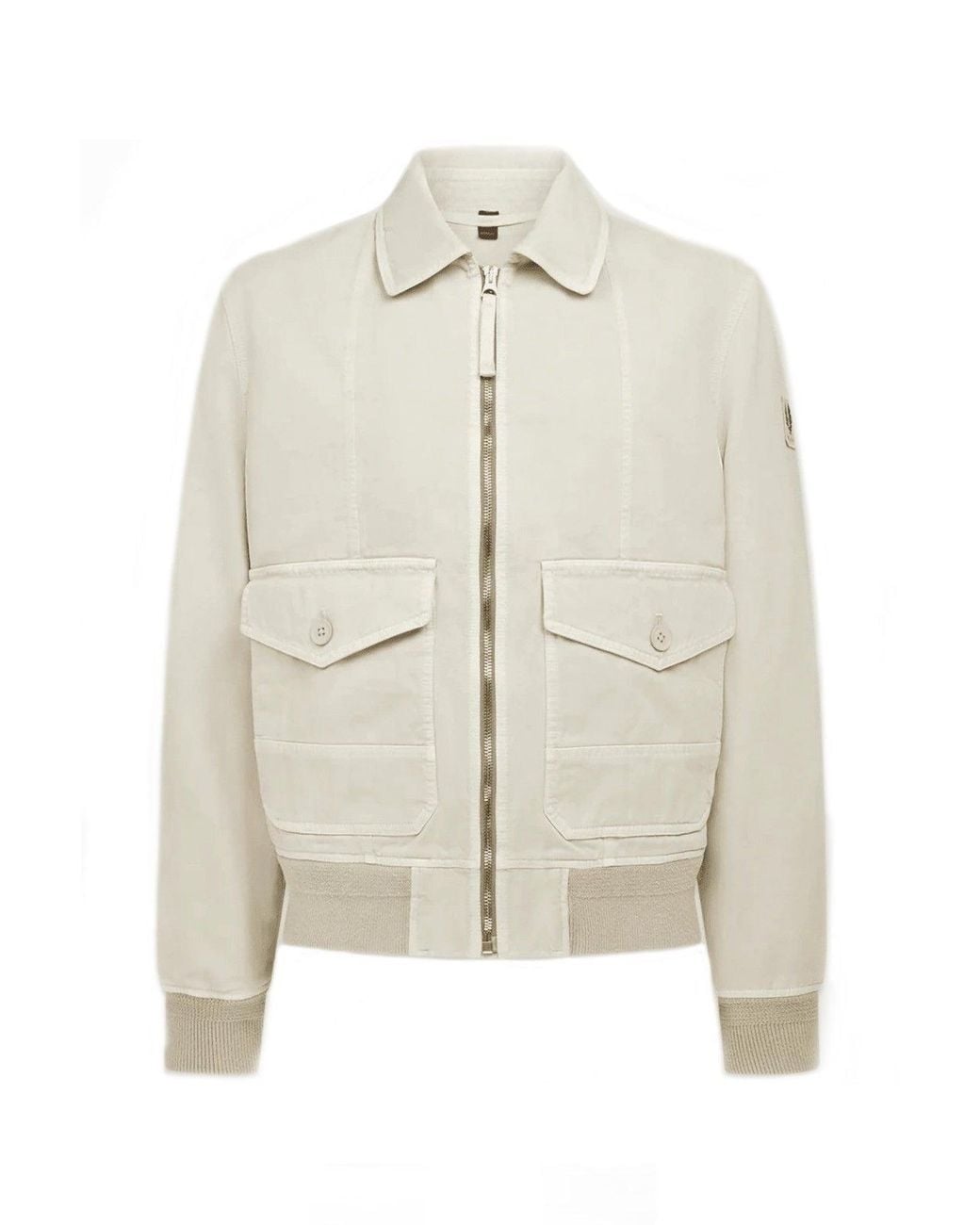 Belstaff White Nylon Zip-Up Bomber Jacket