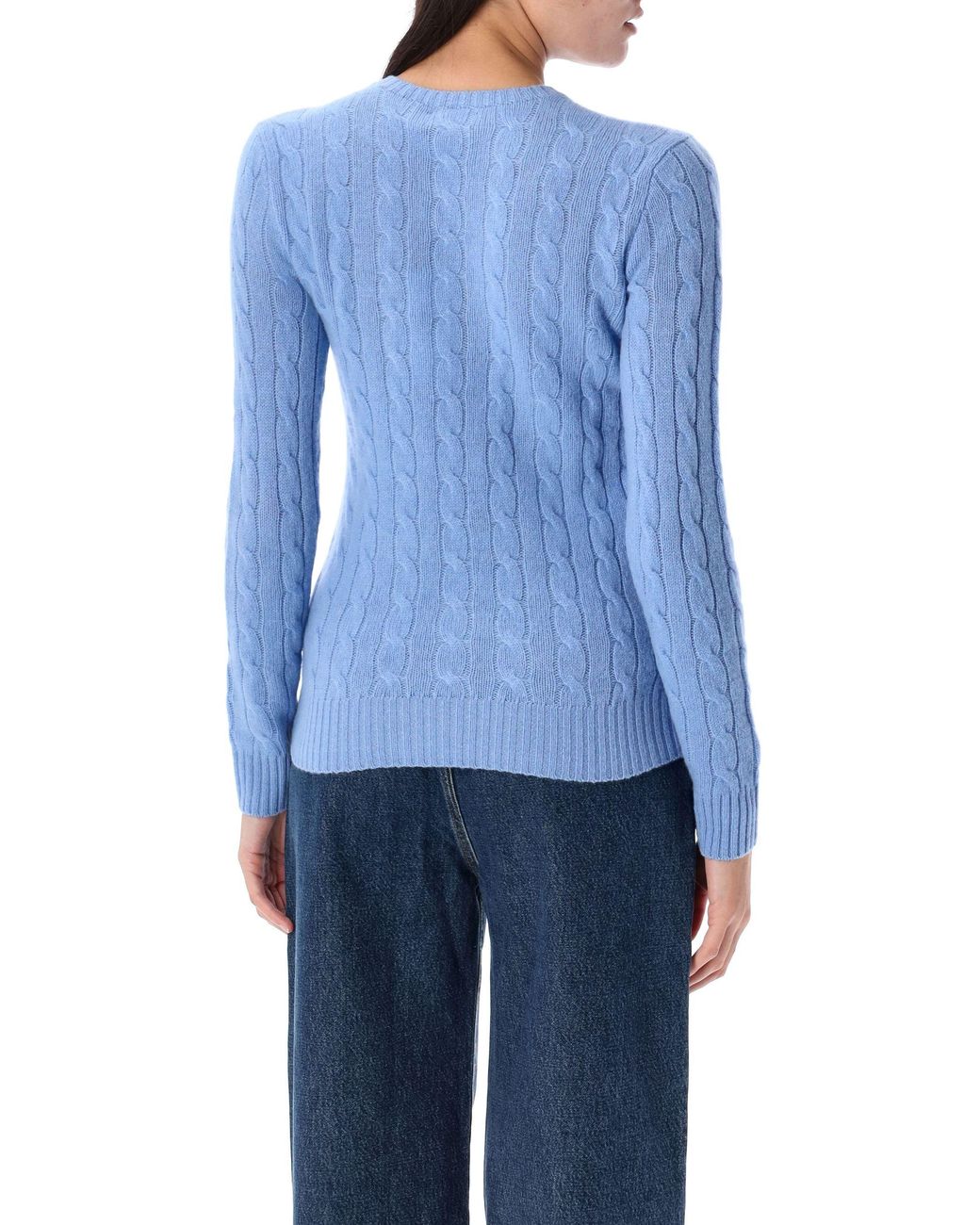 Polo Ralph Lauren Blue Plaited Wool And Cashmere Crew-Neck