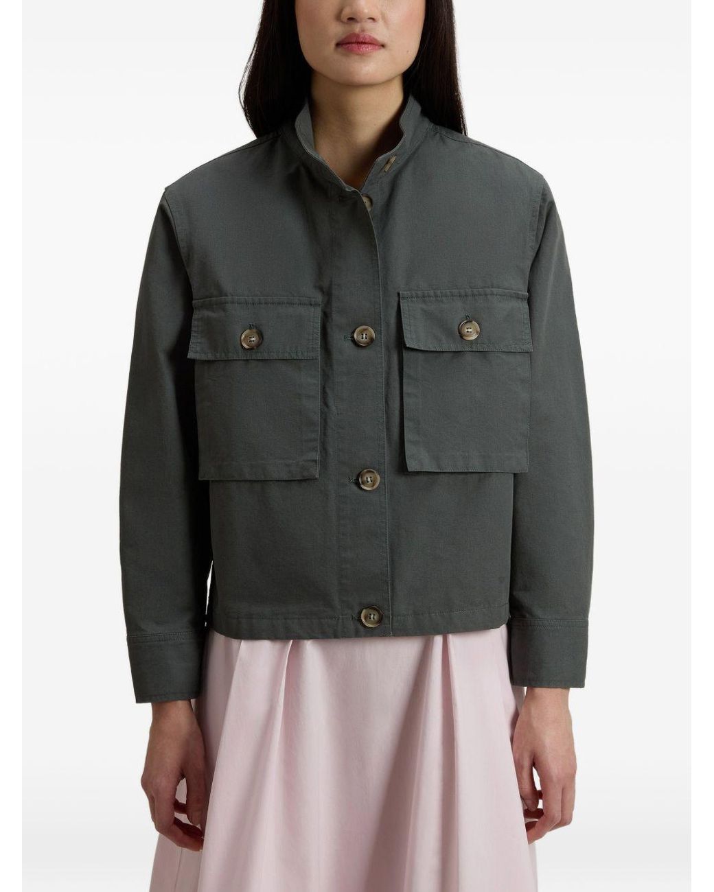 Woolrich Gray Canvas Field Overshirt