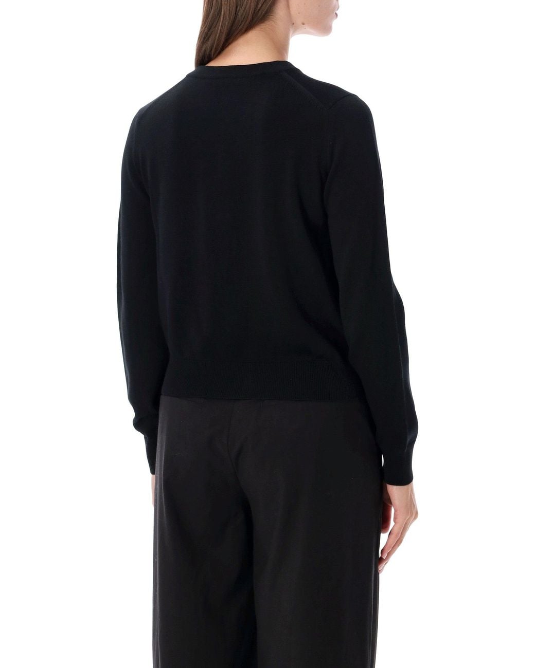 Maison Kitsuné Black Wool Button-Front Cardigan With Fox Patch