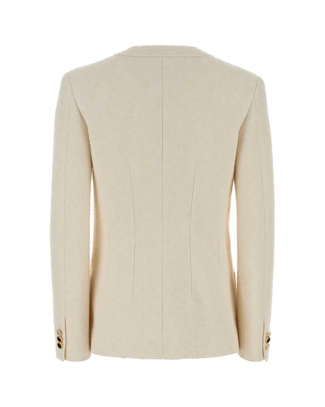 Alessandra Rich Natural Ivory Boucle Blazer