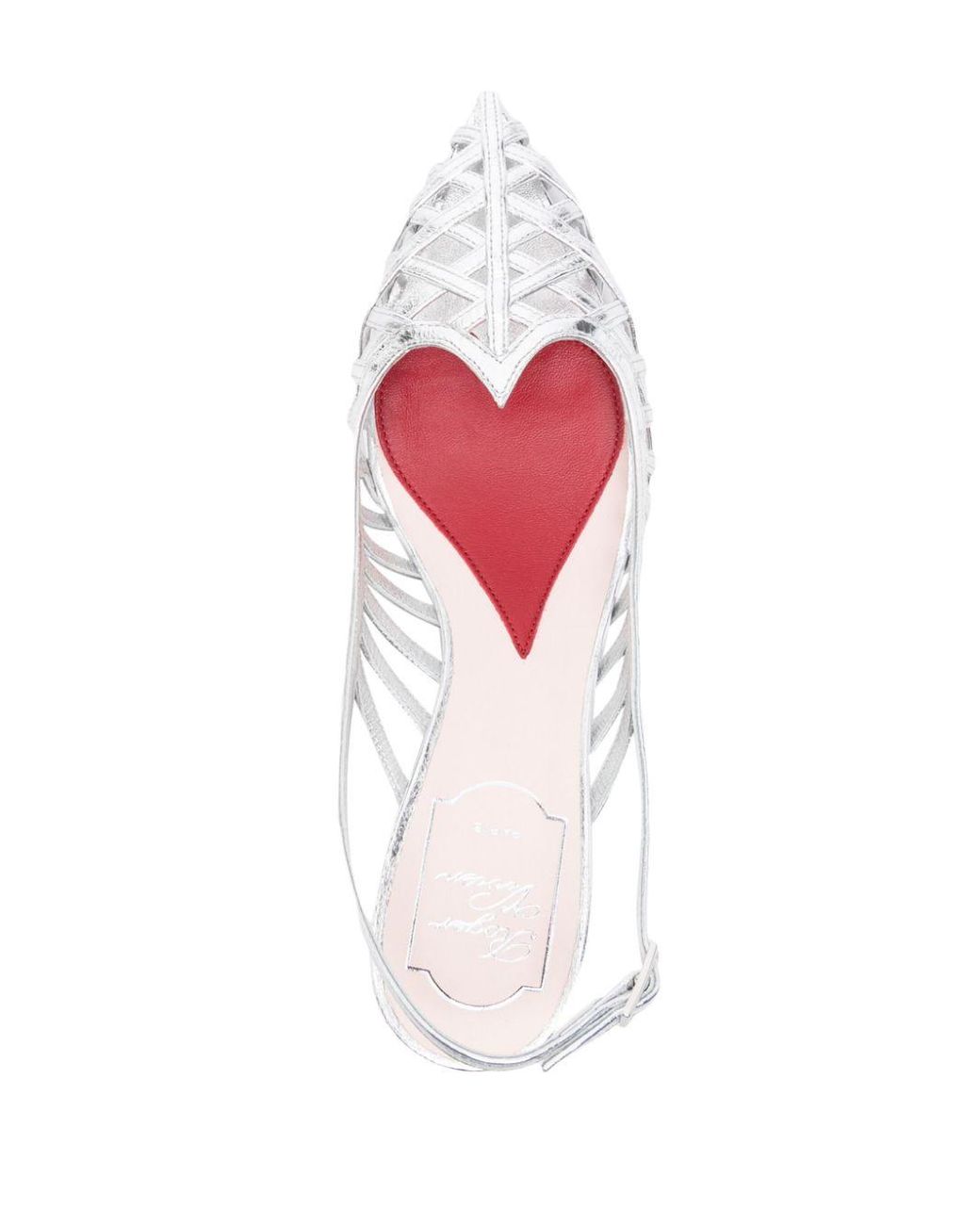 Roger Vivier White I Love Vivier Leather Slingback Pumps
