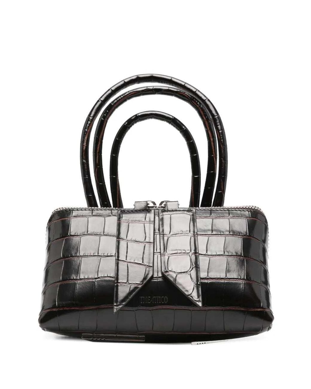 The Attico Black Mini Friday Bag With Crocodile Effect