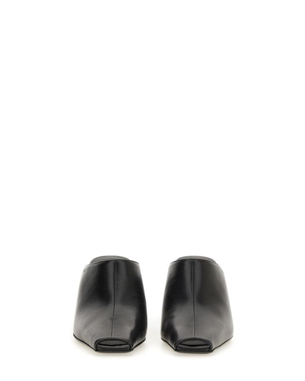 Courreges Black Pointed Toe Mules