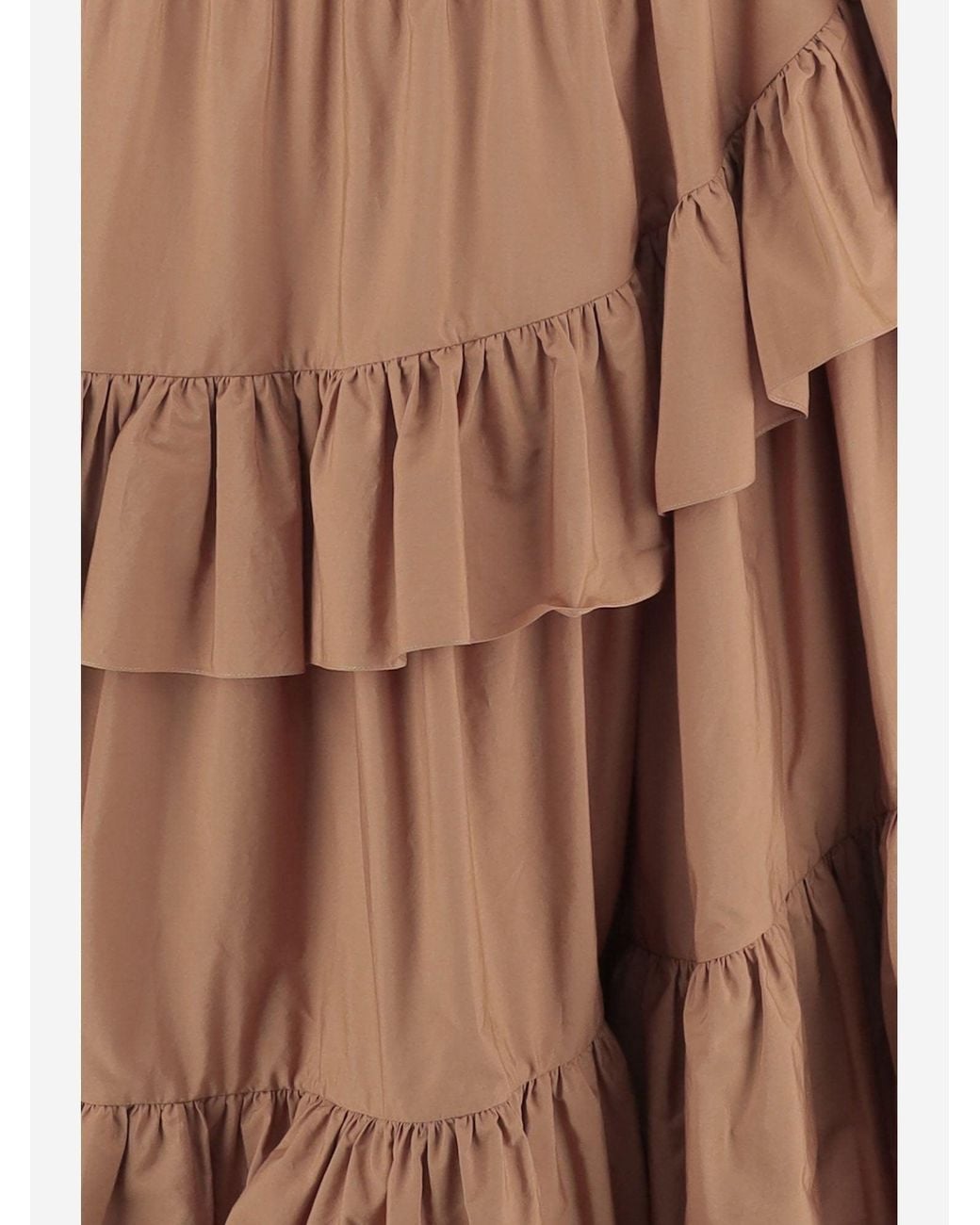 Chloé Brown Skirt Ruffled Cotton Poplin