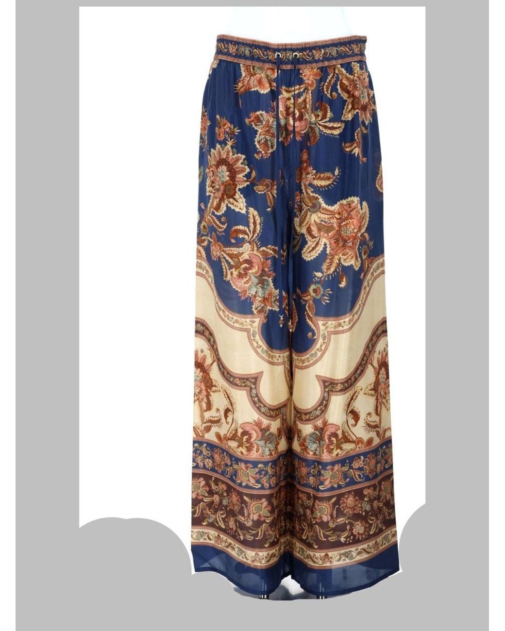 Zimmermann Blue Printed Silk Wide-Leg Pants
