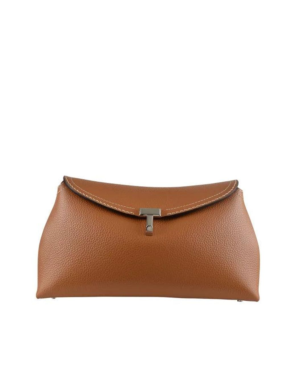 Totême Brown T-Lock Clutch