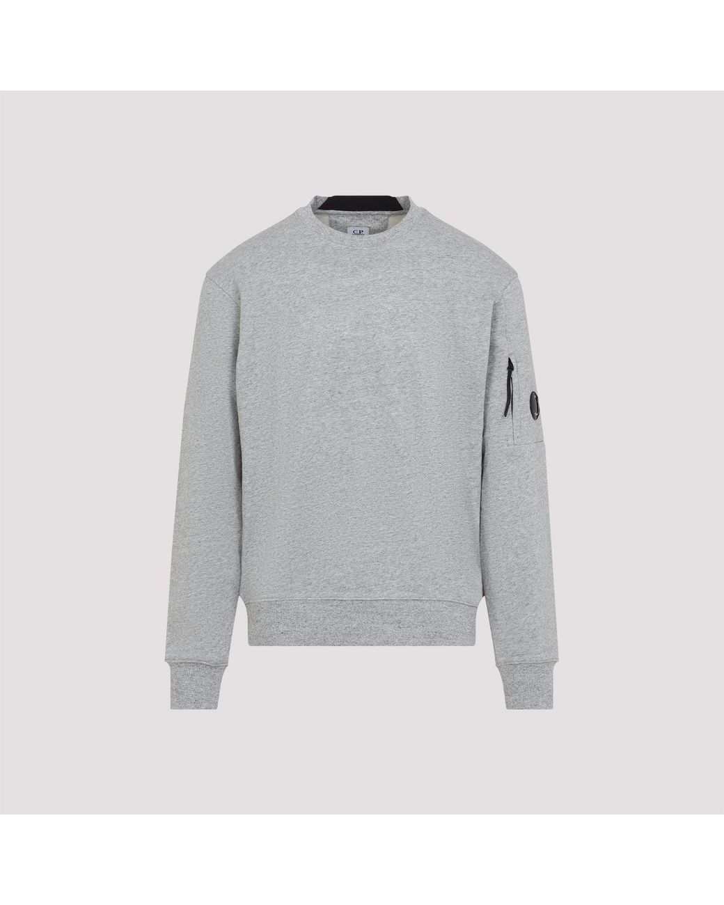 C P Company Gray C.P.Company Diagonal Raised Fleece Crewneck Lens Sweatshirt for men