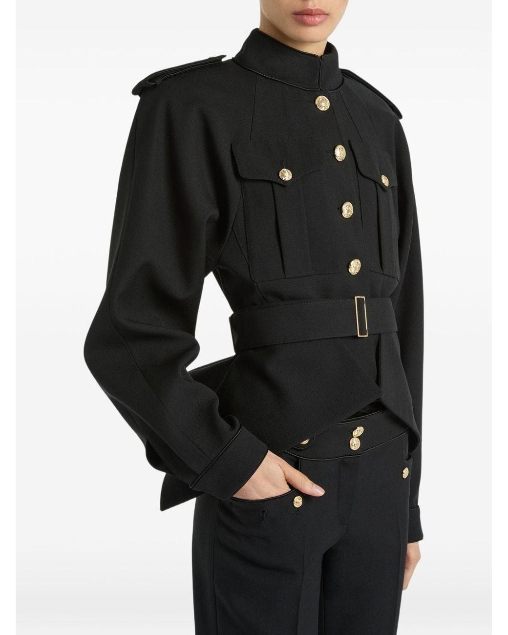 Balmain Black Wool Belted Jacket