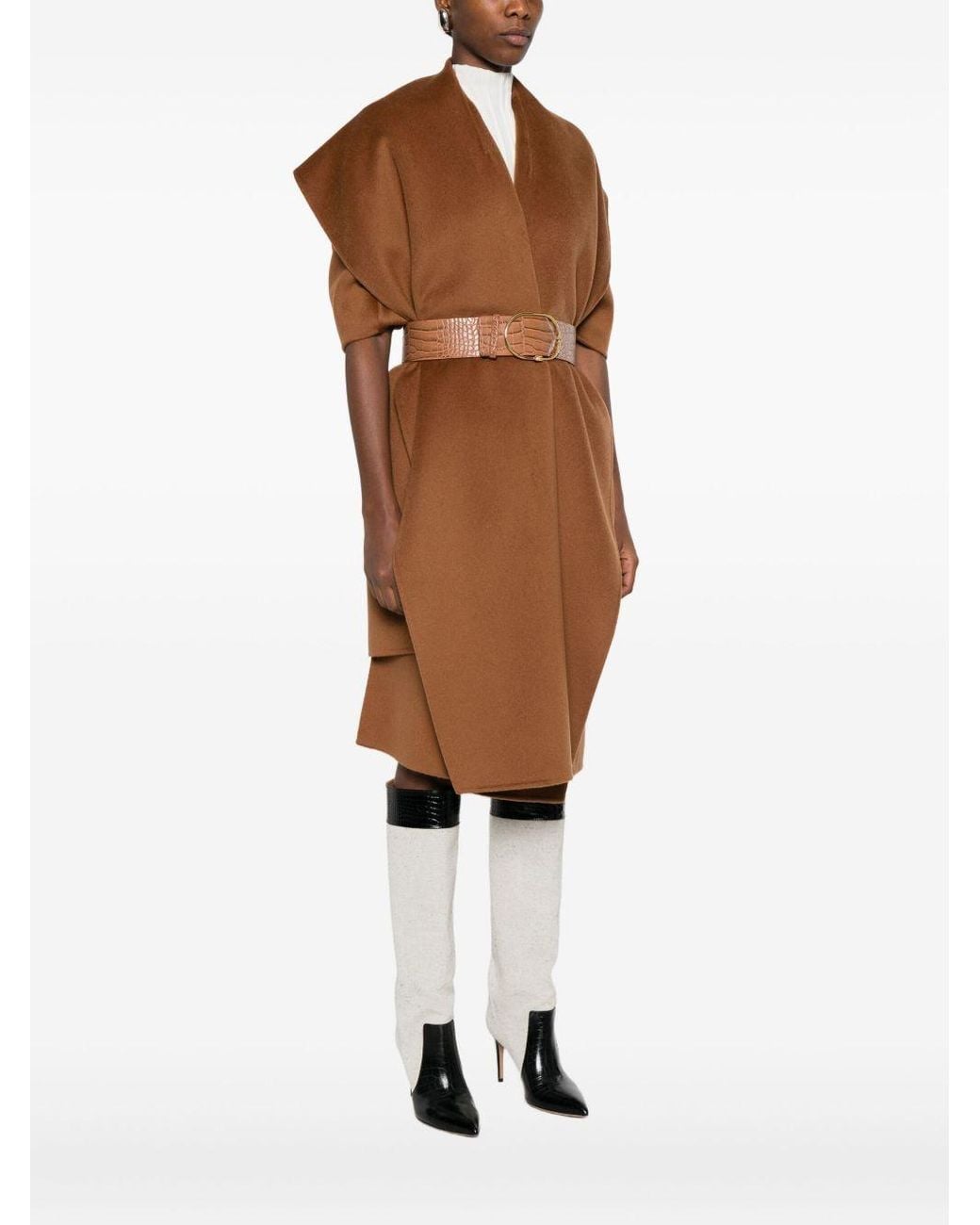 Elisabetta Franchi Brown Wool Belted Coat