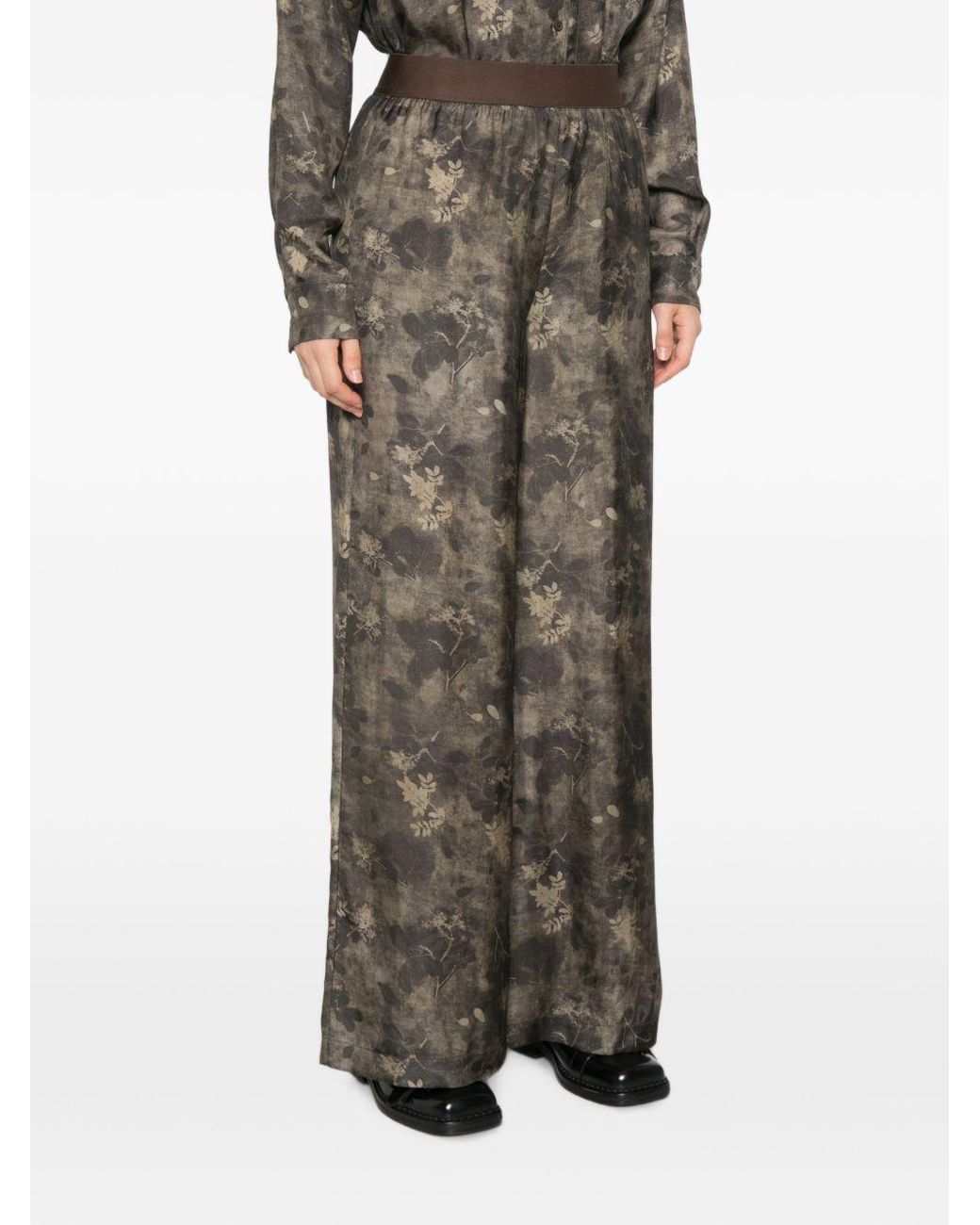 Uma Wang Green Pansy Printed Trousers