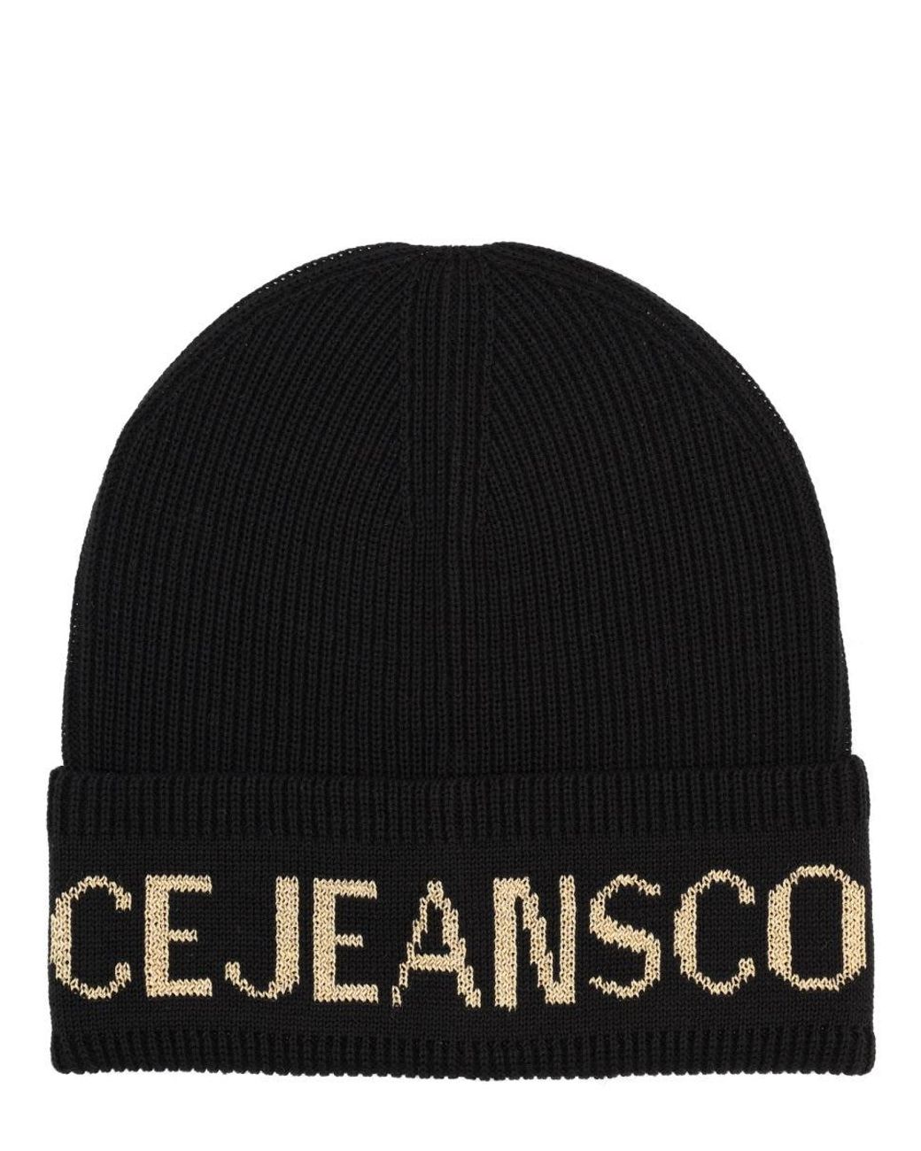 Versace Jeans Couture Black Wool And Acrylic Beanie for men