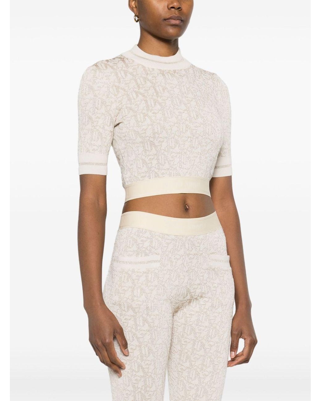 Palm Angels White Monogramm in Lurex -Strick geschnitten