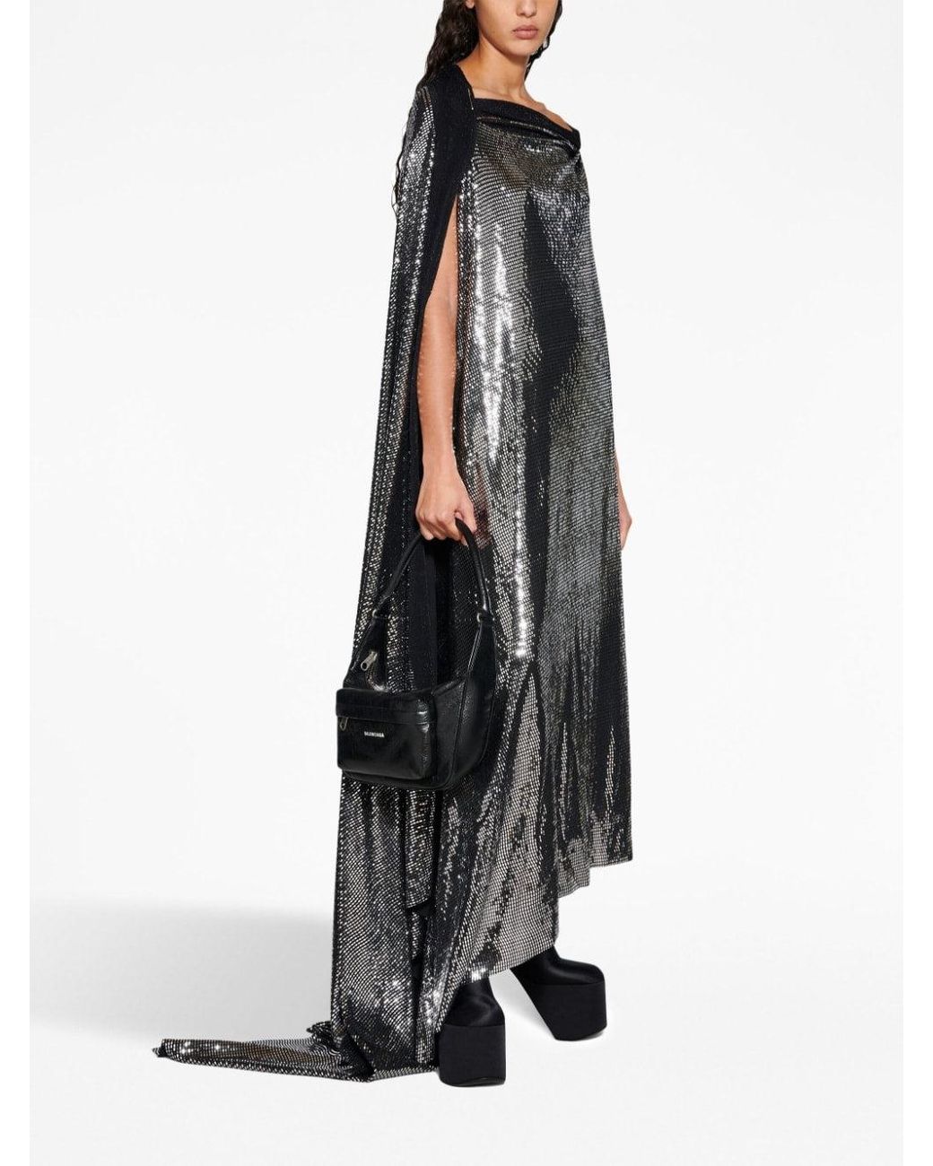Balenciaga Black Metallic Effect Midi Dress