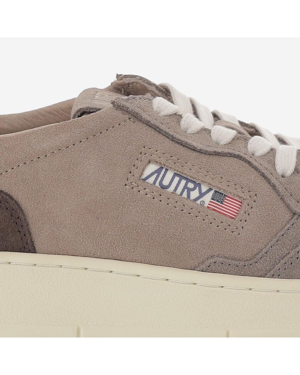 Autry Gray Suede Medalist Low Sneakers With Contrast Heel Tab