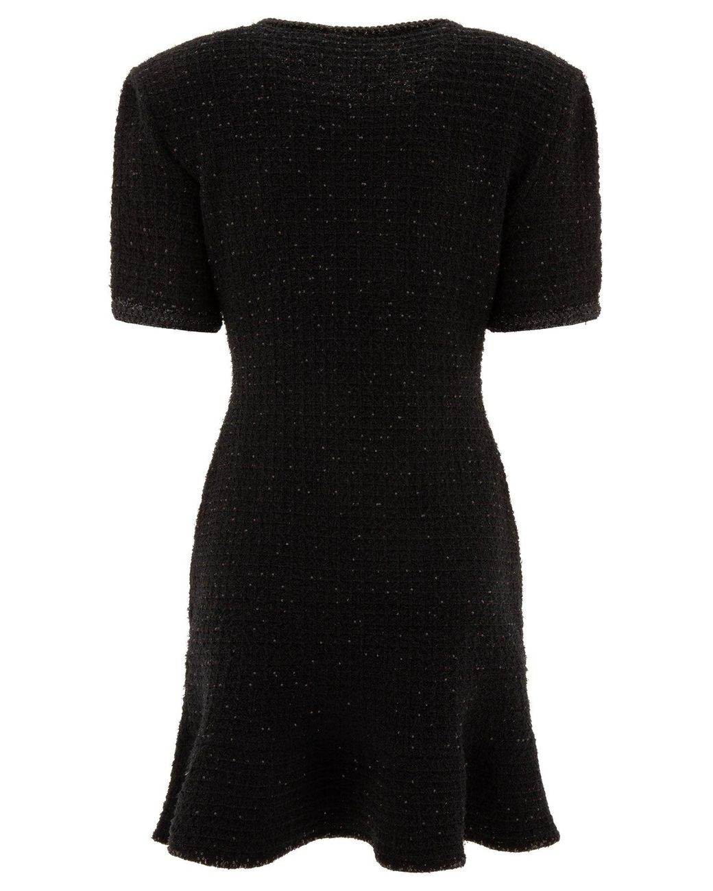 knee length dresses for ladies Mini Knitted Dress with Contrasting Collar - Self-Portrait