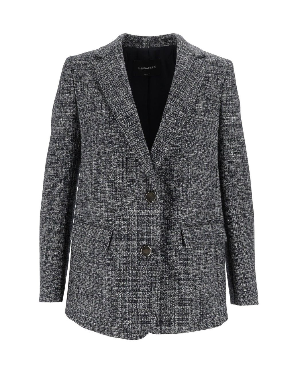 Fabiana Filippi Gray Night Drawstring Mélange Blazer
