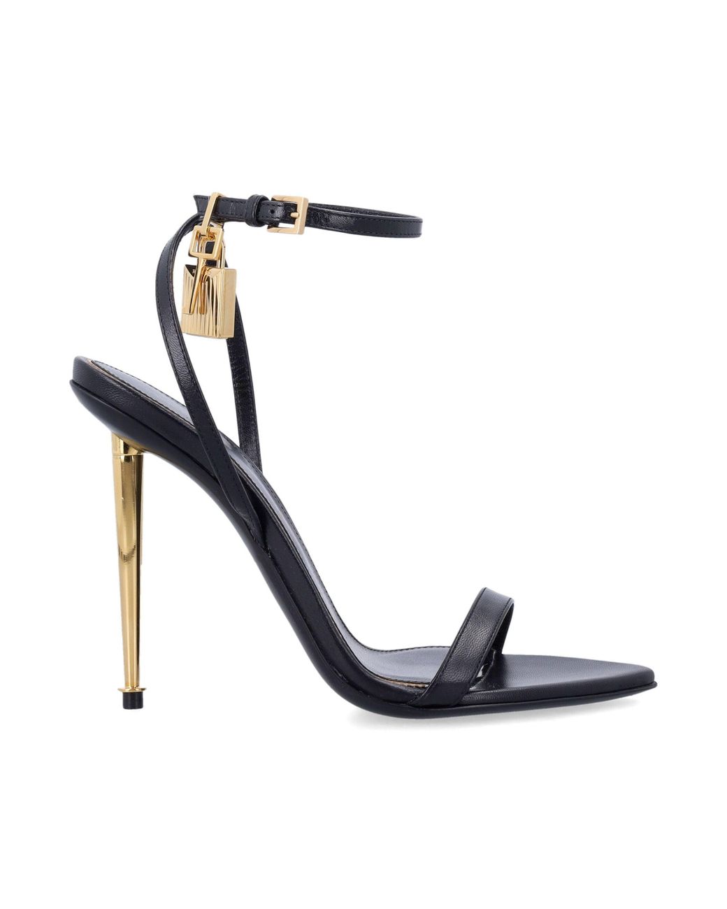 Tom Ford Blue Paintdlock Pointed-Toe Buckle Sandals With Signature Metal Heel