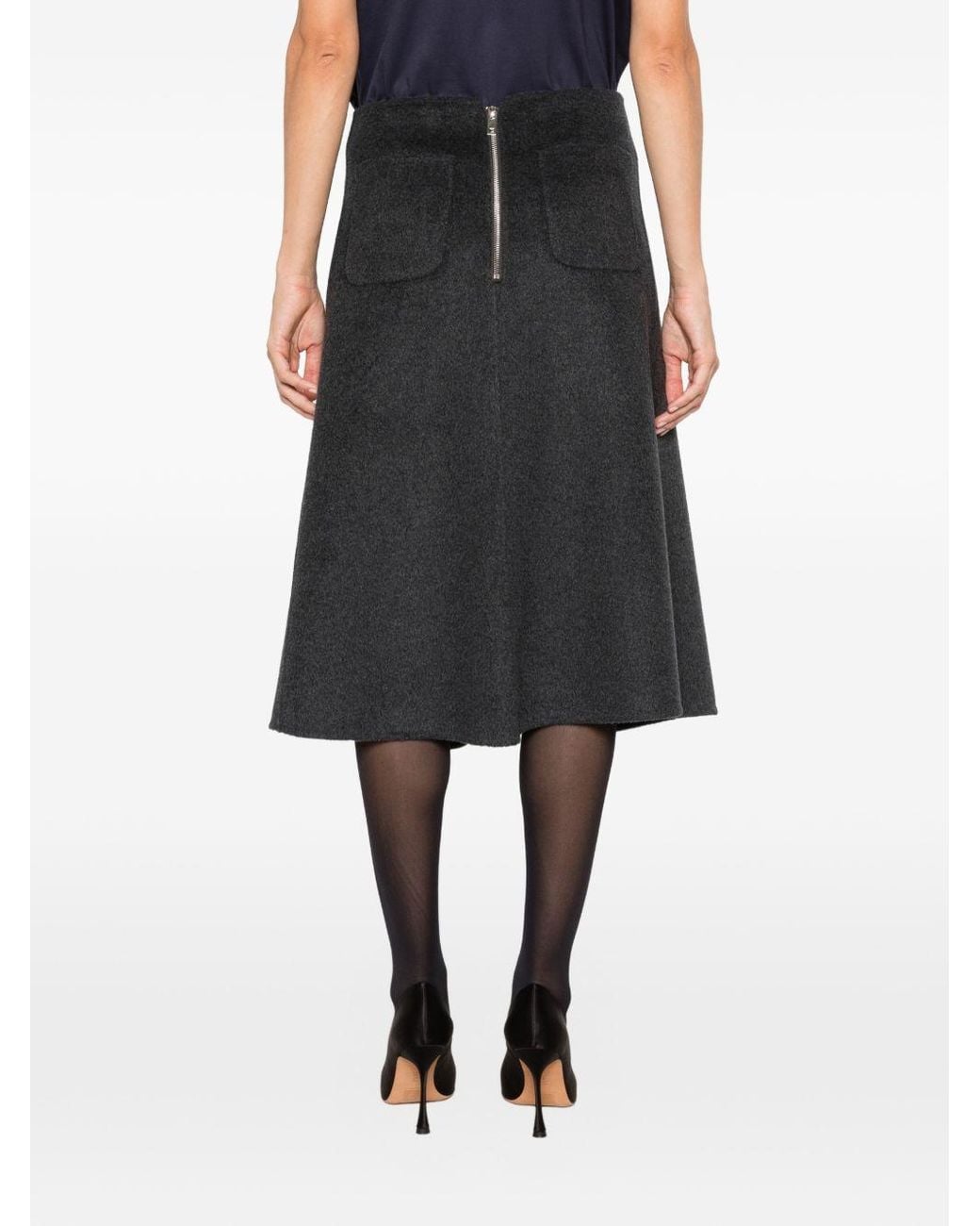 Susanne Bommer Black Wool Midi Skirt