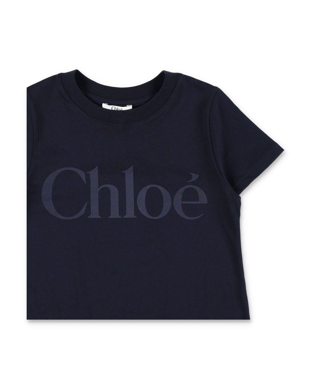 Chloé Blue Girls Logo Cotton T-Shirt