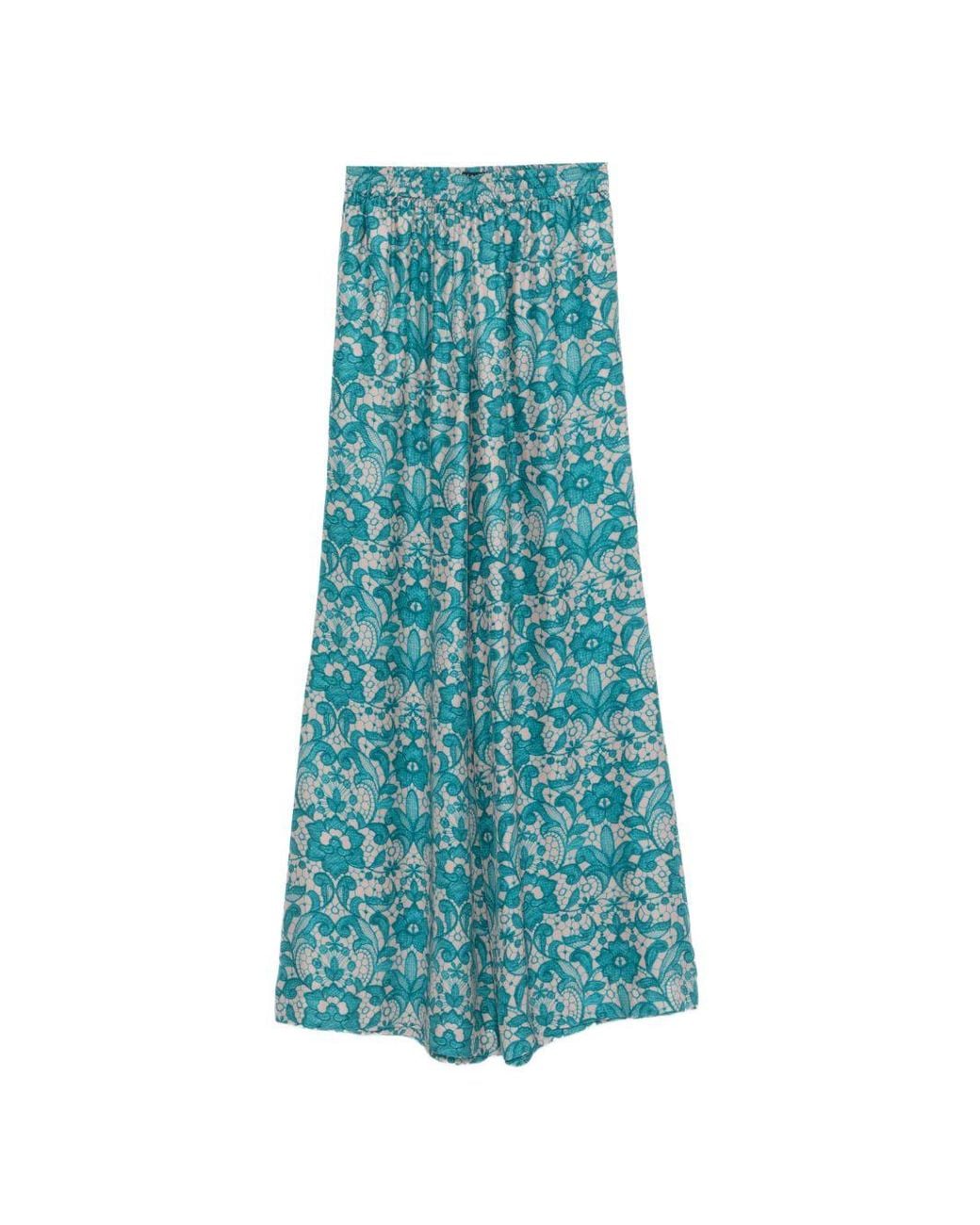 Gianluca Capannolo Blue Antonia Printed Silk Trousers