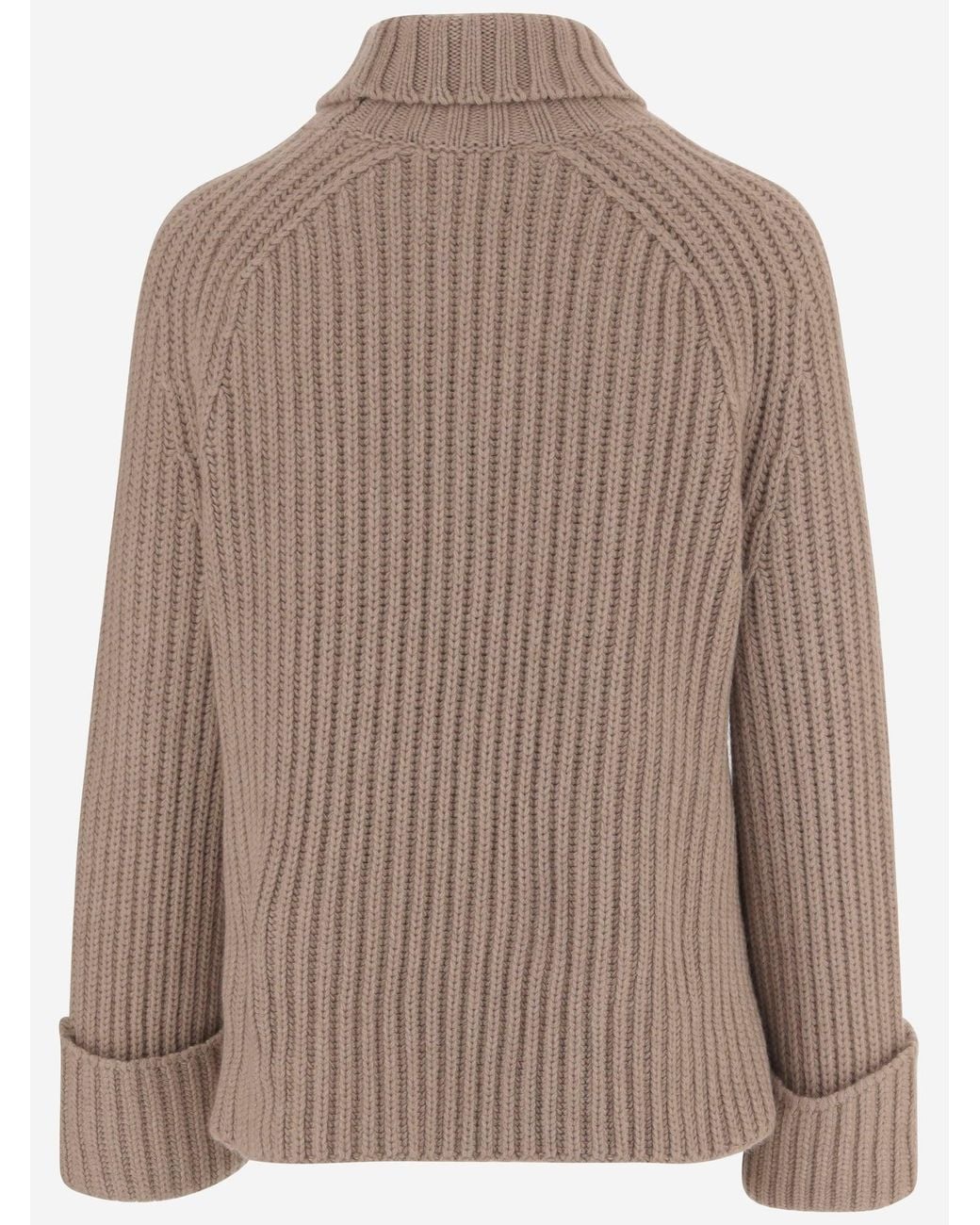Malo Brown Ribbed Cashmere Sweater