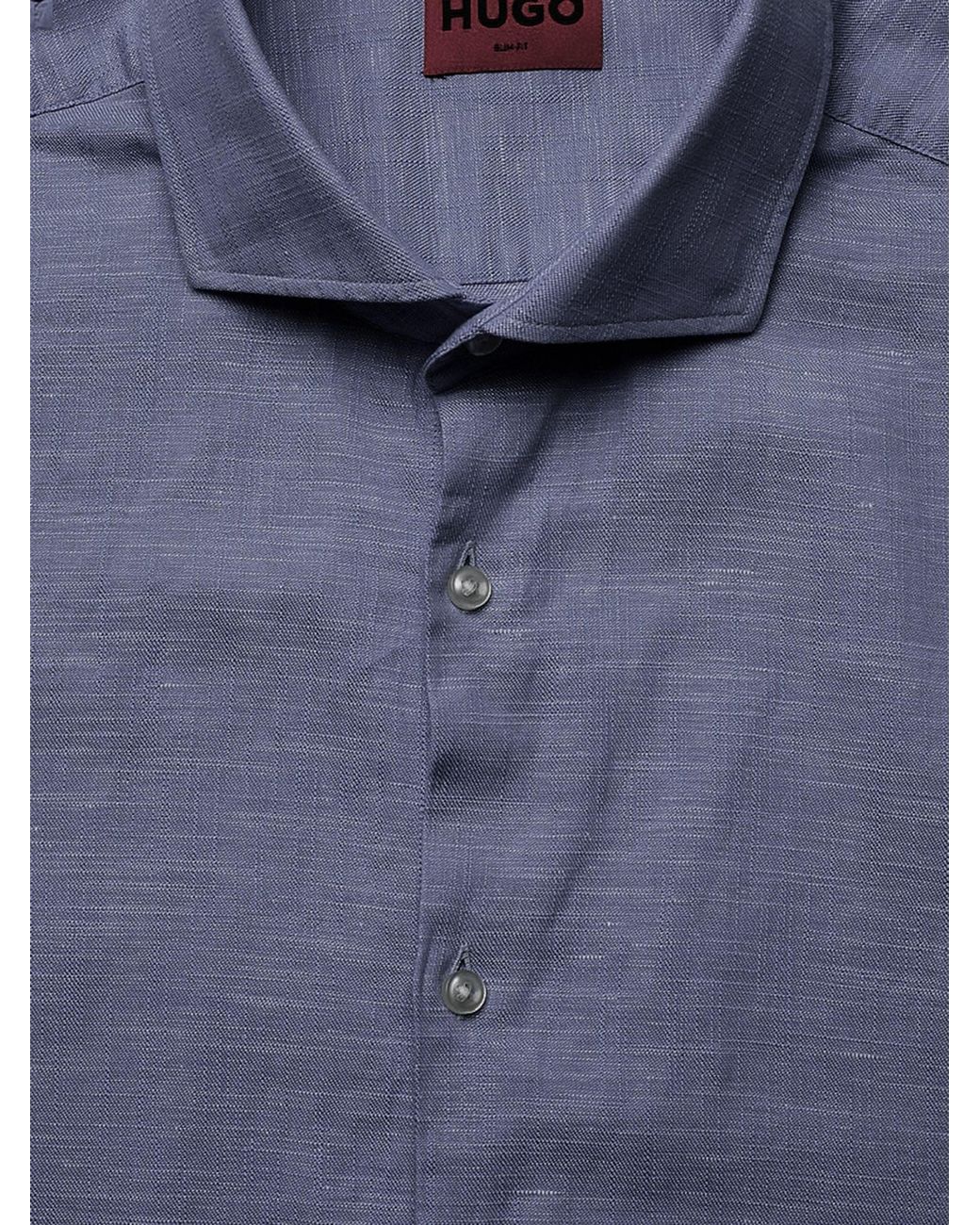 Boss Blue Cotton And Linen Shirt for men