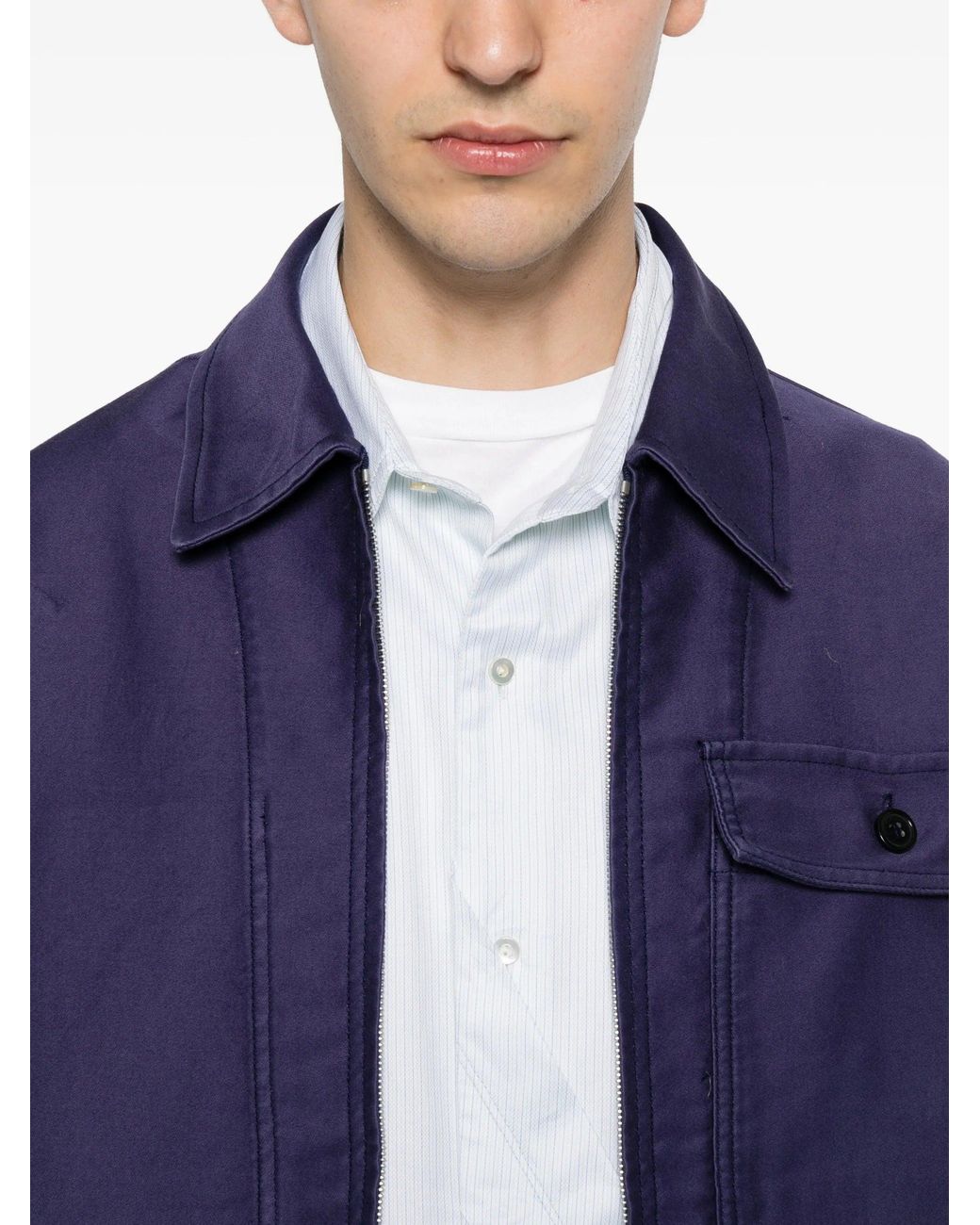 A.P.C. Blue Blouson Moleskine