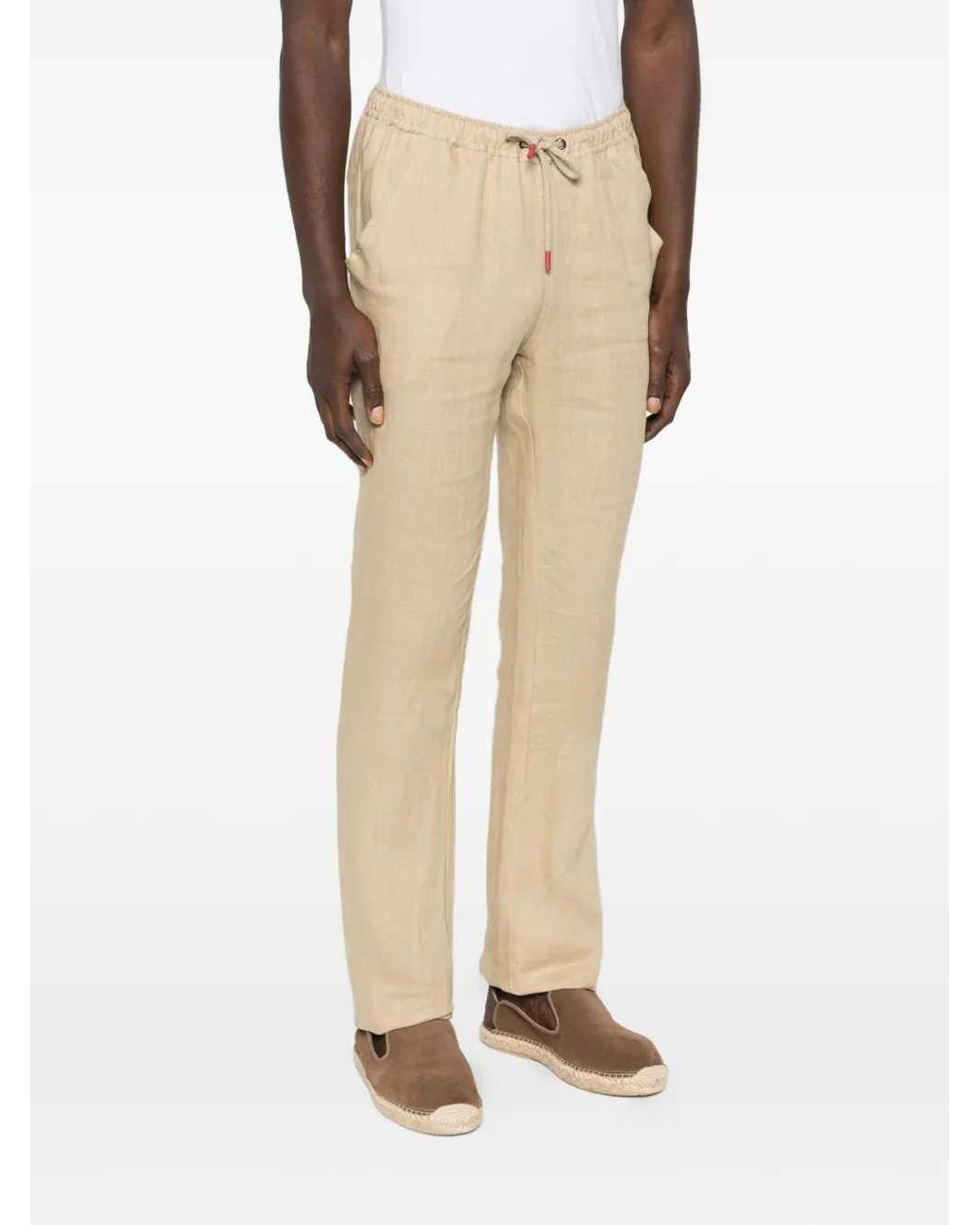 Kiton Natural Drawstring Waist Pants for men