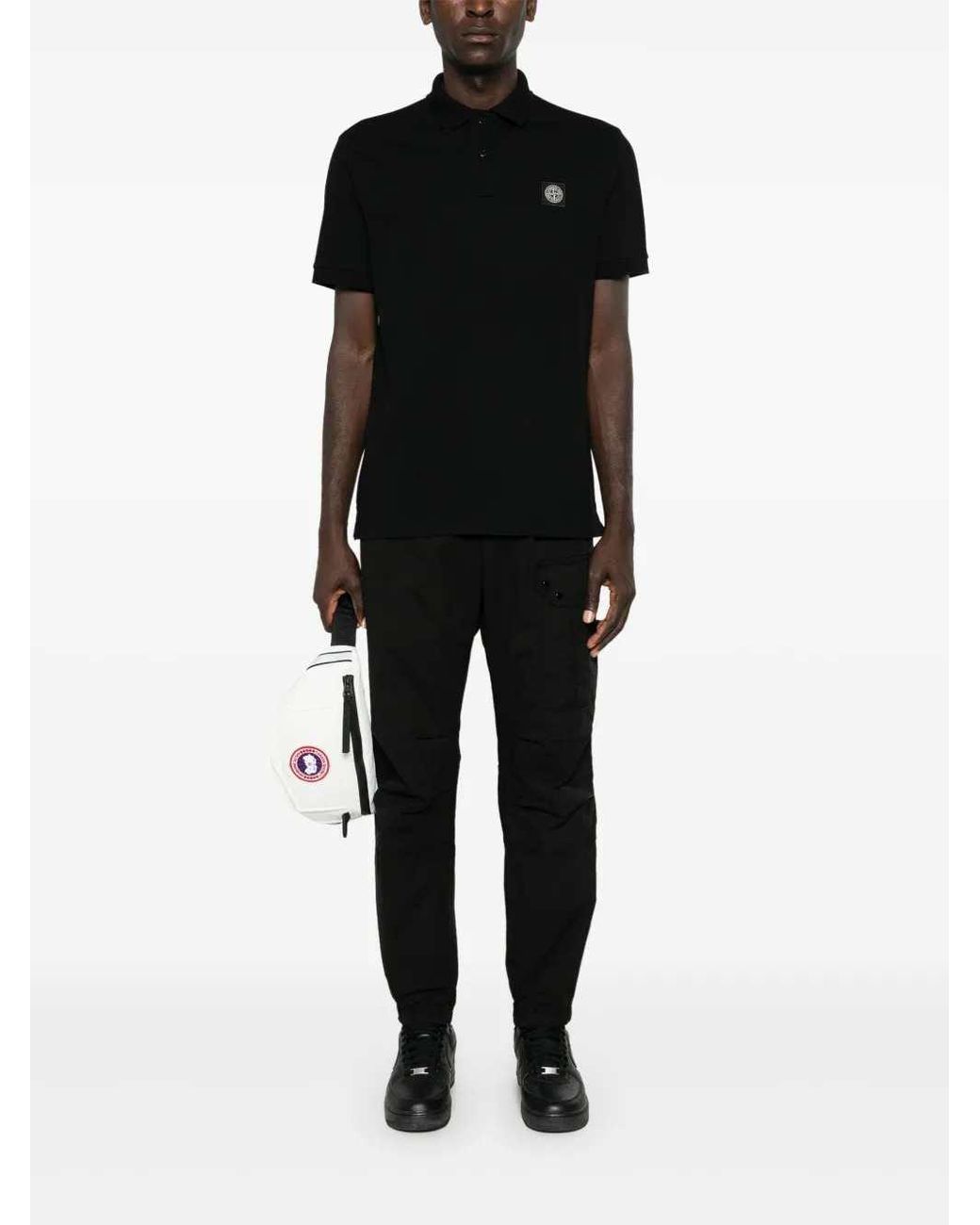 Stone Island Black Logo Patch Polo Shirt