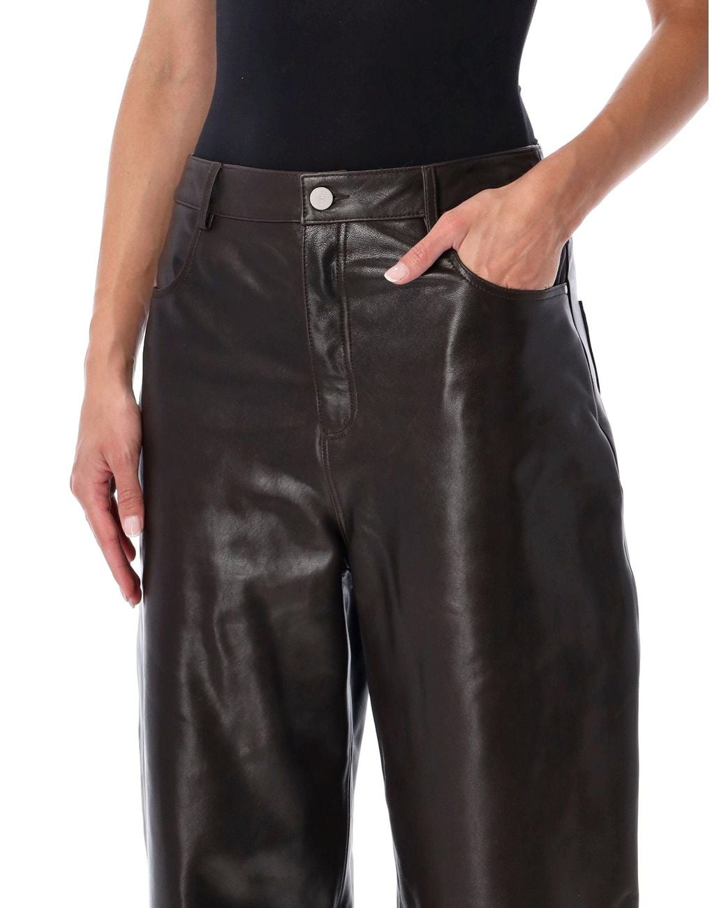 Arma Black Leather Barrel Trousers