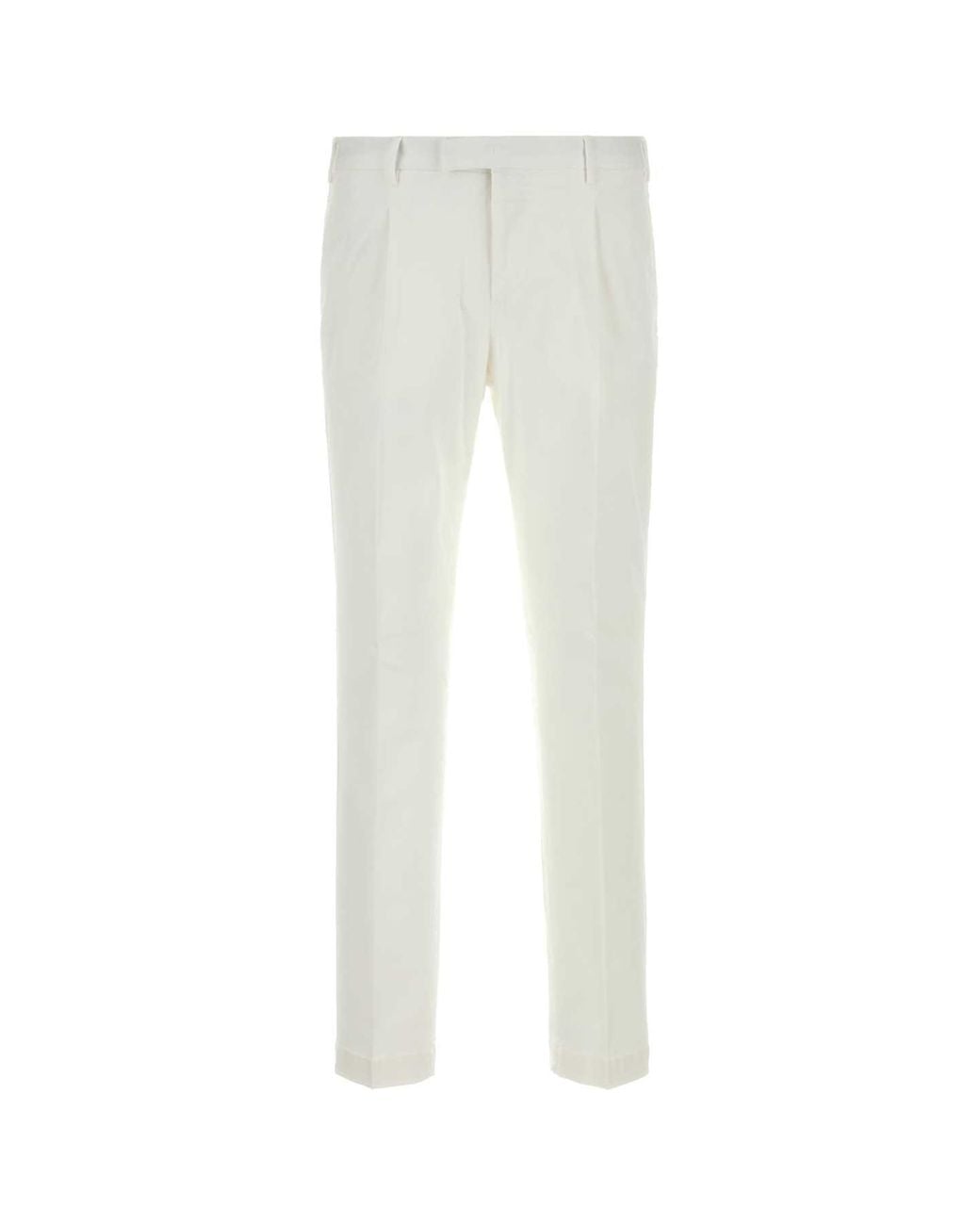 PT Torino White Cotton Stretch Chino Pants for men