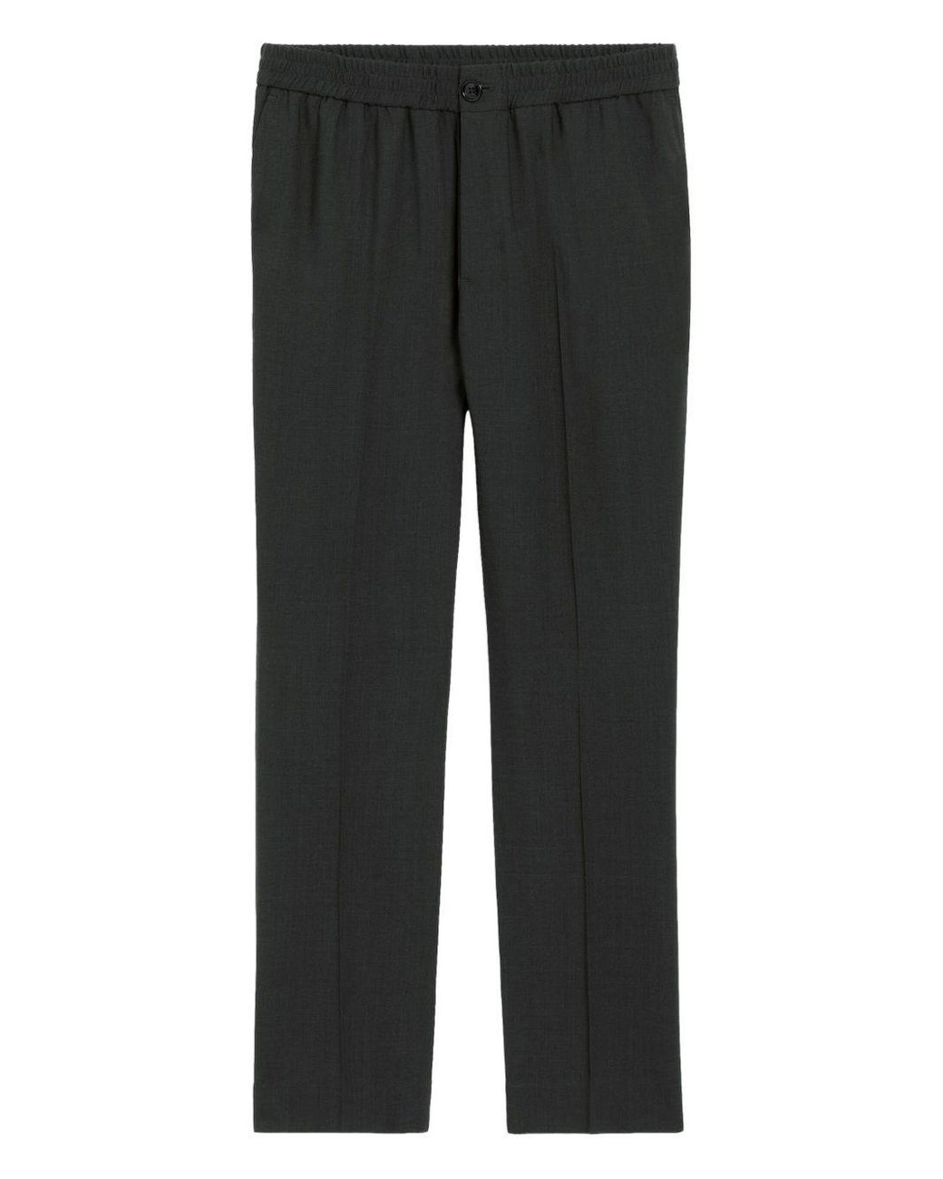 AMI Gray Elasticated-Waist Wool Trousers for men