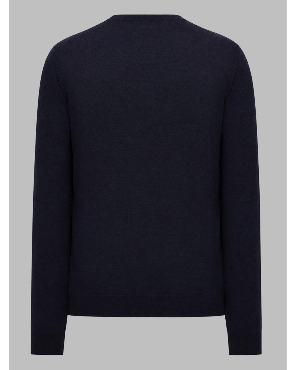Brunello Cucinelli Blue Wool Crew Neck Sweater for men