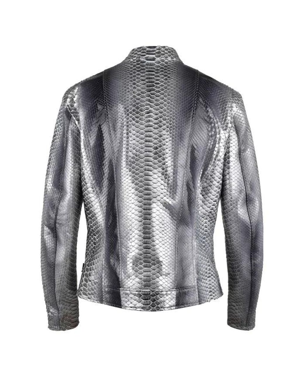 Philipp Plein Gray Leather Jacket