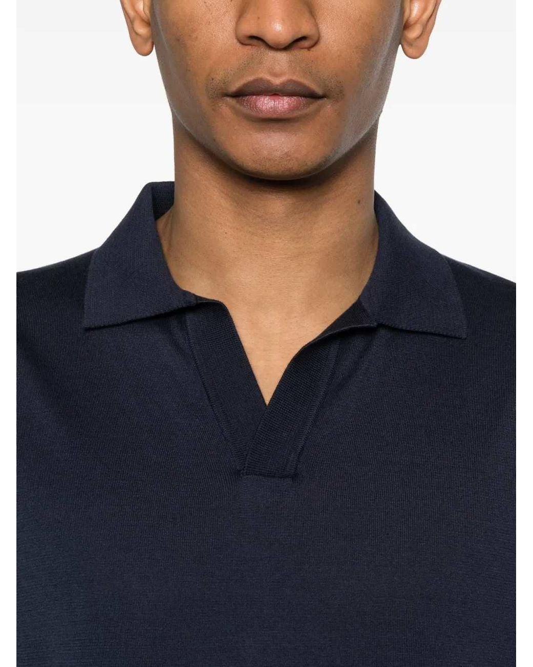 Lardini Blue Open Neck T Shirt