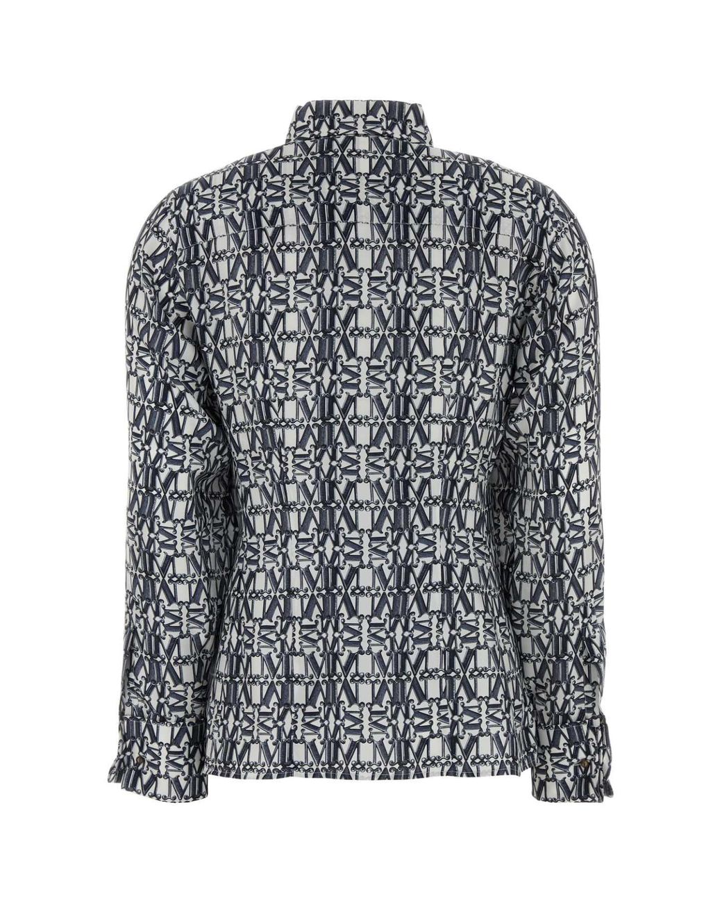 Max Mara Gray Printed Silk Marte Shirt