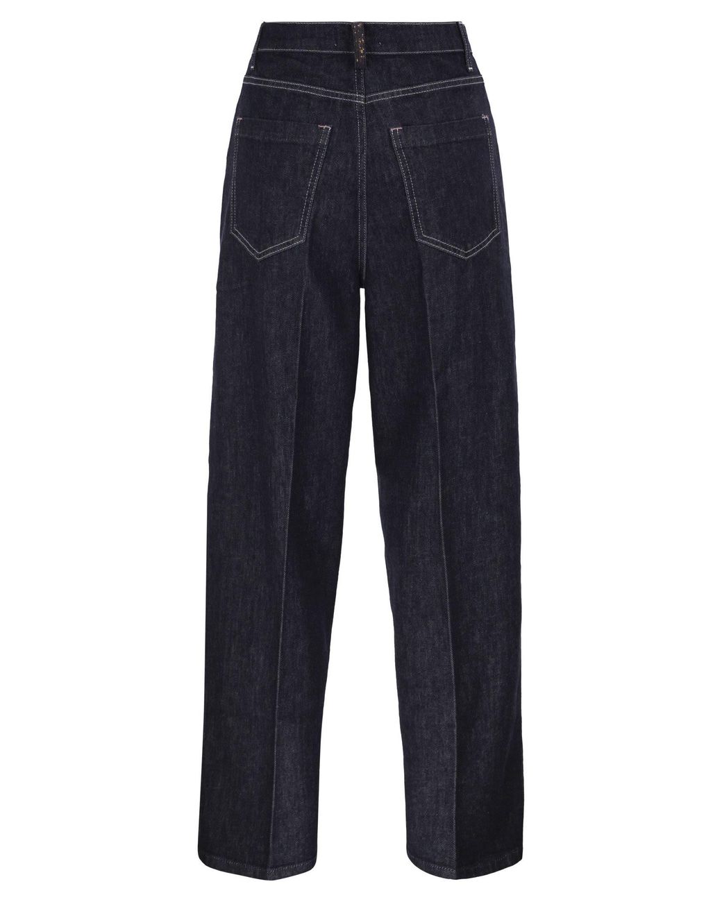 Fabiana Filippi Blue Wide-Leg Stretch Cotton Denim Jeans With Contrast Stitching