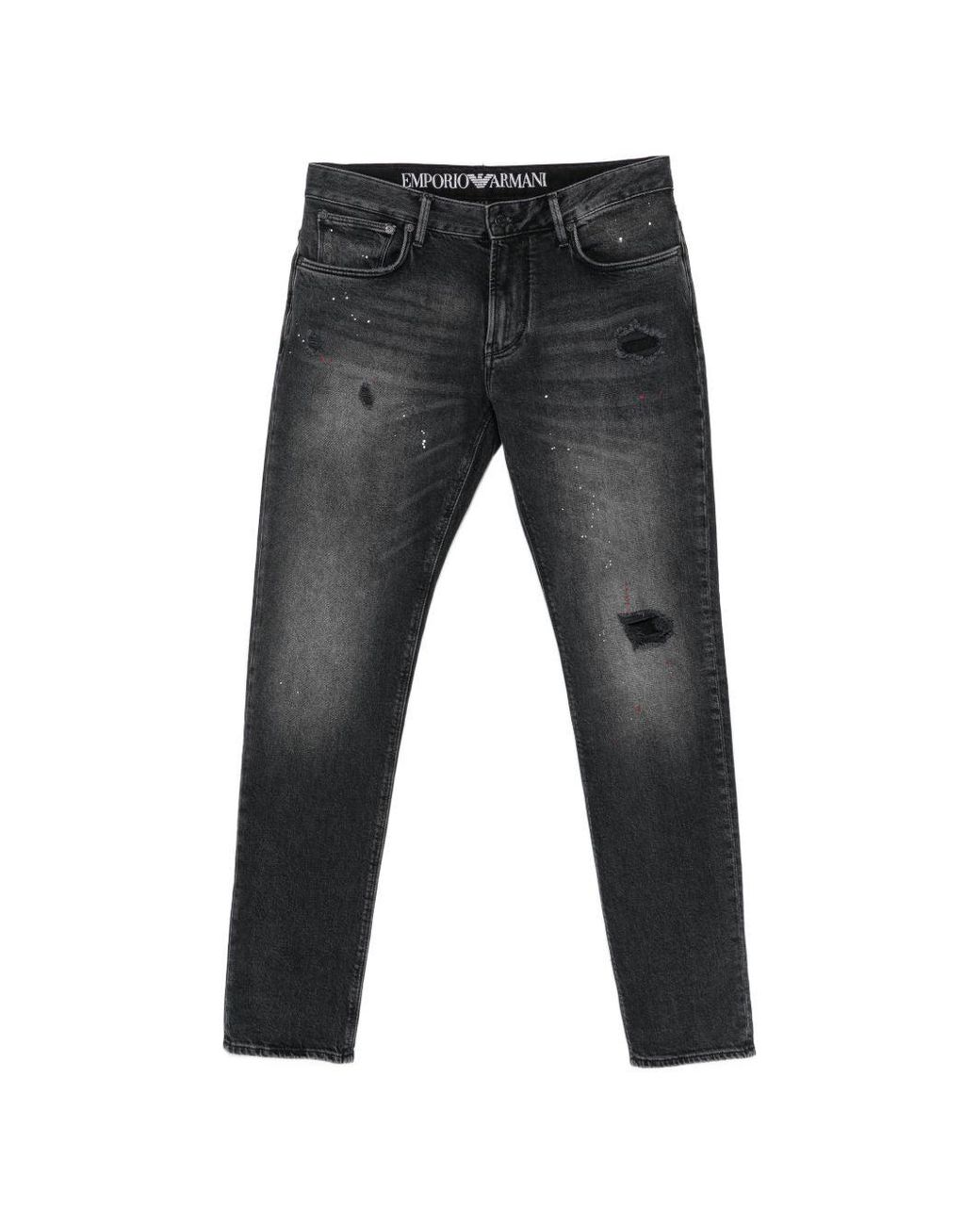 Emporio Armani Gray Slim Denim Cotton Jeans for men