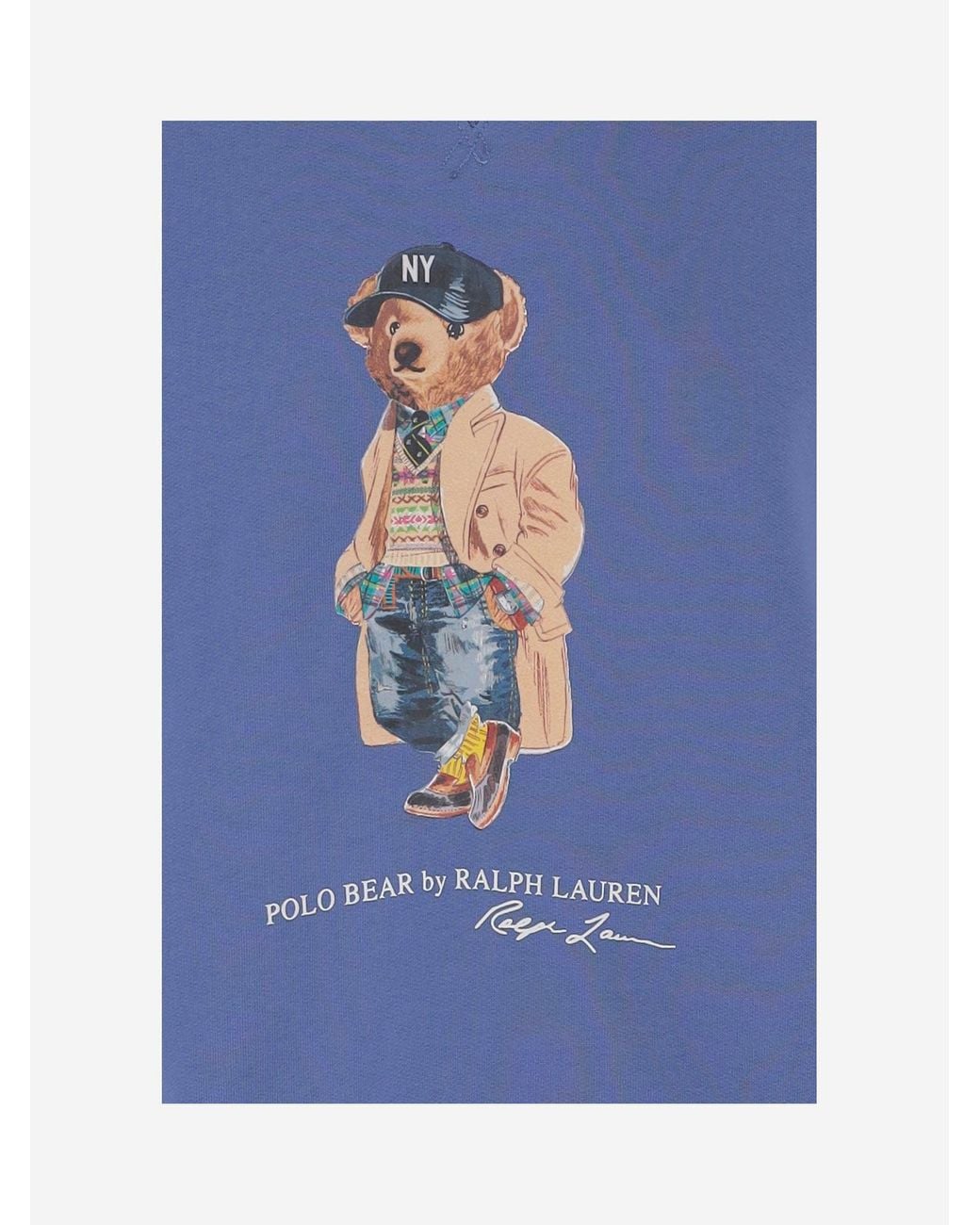 Polo Ralph Lauren Blue Sweatshirt Cotton-Blend Polo Bear Print Knitwear