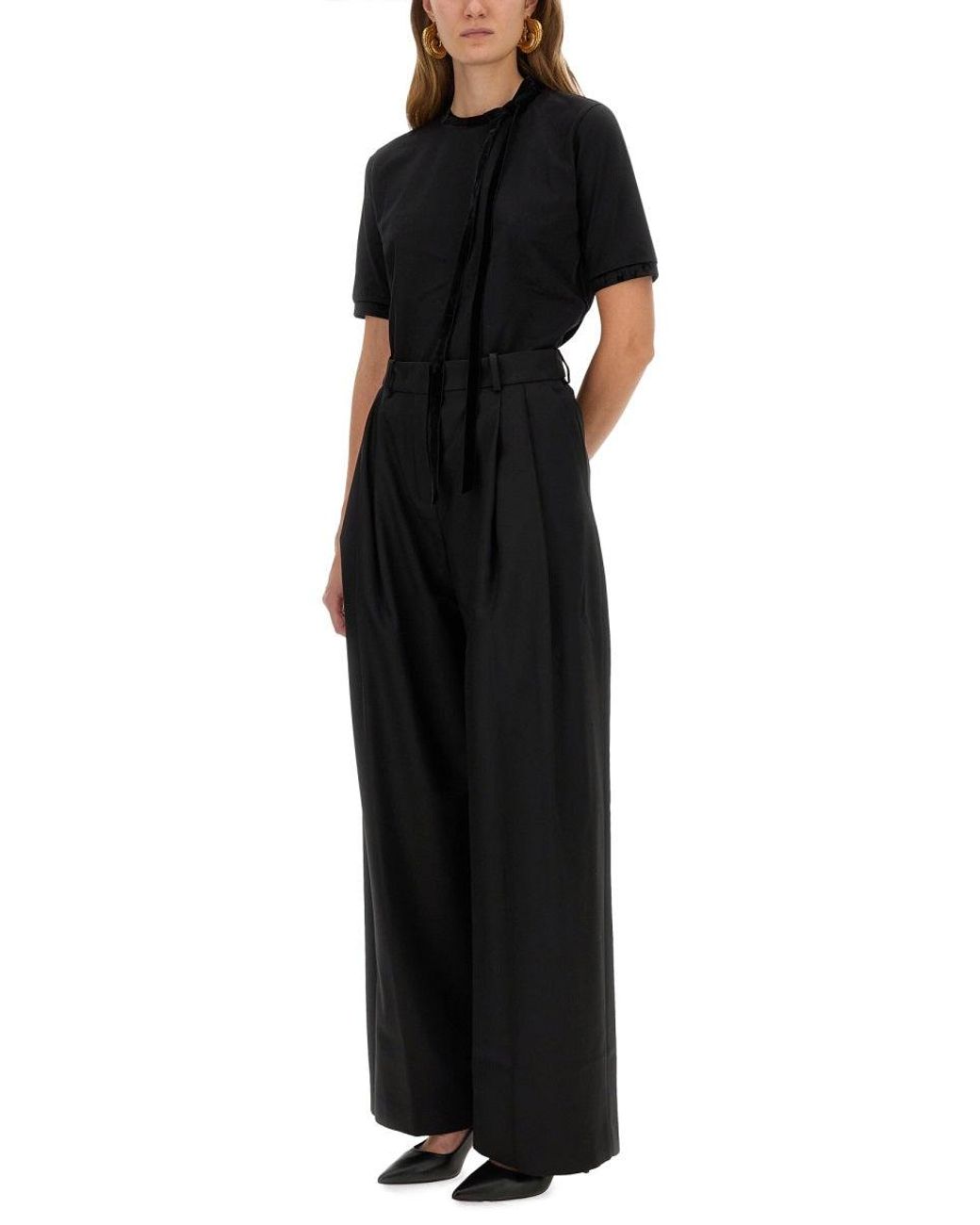 Nina Ricci Black T-shirt With Ribbon And Bow