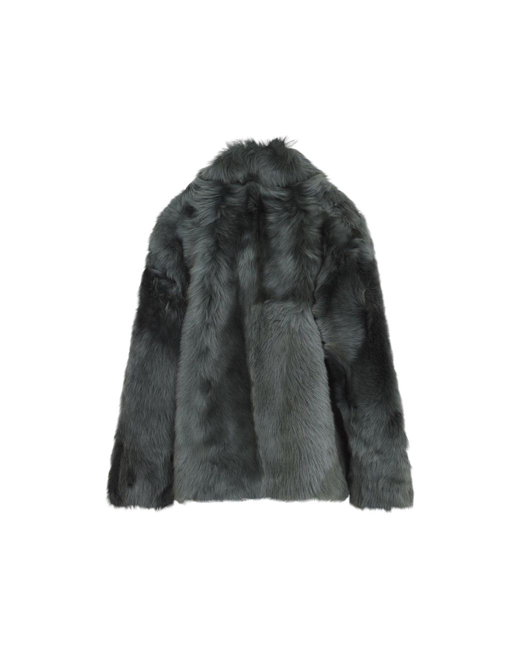 Yves Salomon Gray Lamb Fur Shearling Mini Short Jacket For