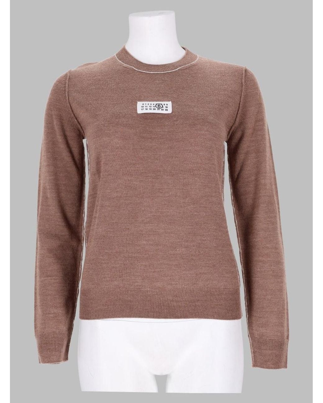MM6 by Maison Margiela Brown Wool Blend Fitted Knit Sweater