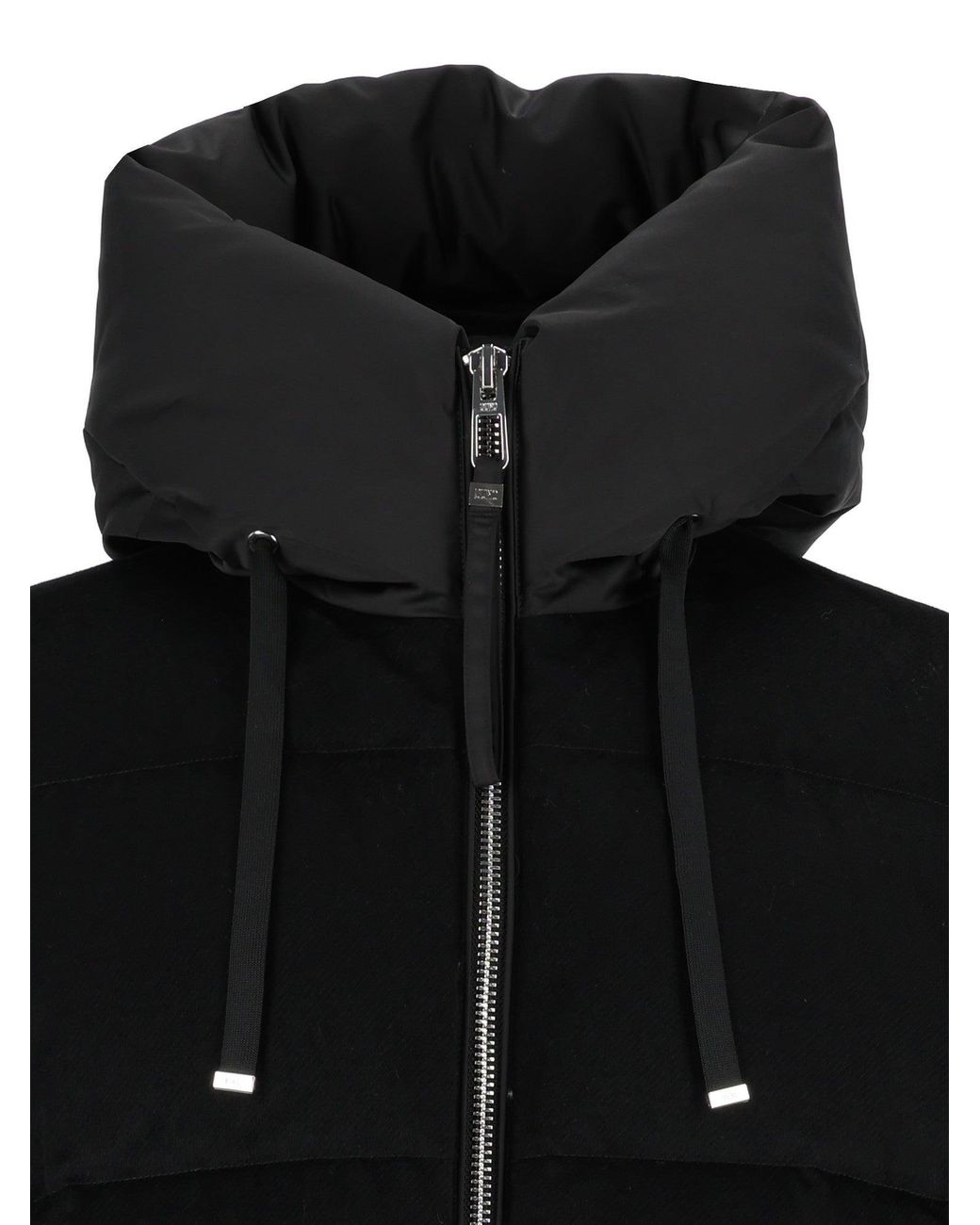 DUNO Black Quilted Puffer Jacket With High Collar And Cropped Silhouette